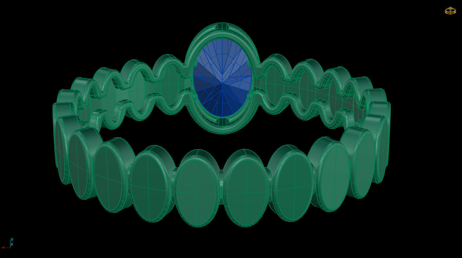 Oval 6x4 mm Ring with Oval shape rail 3D print model_11