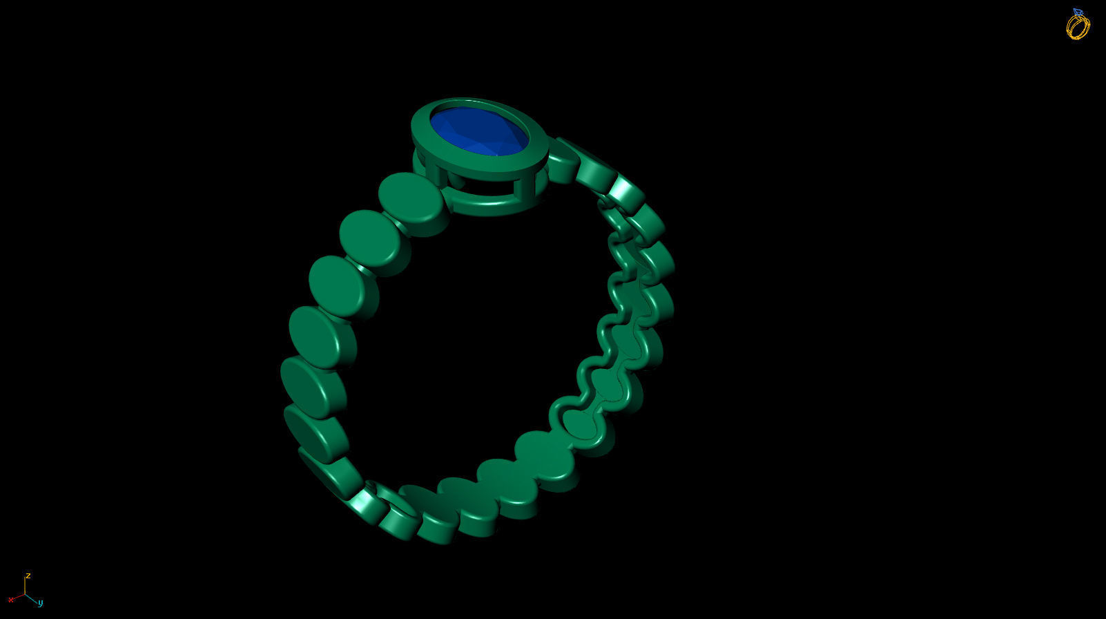 Oval 6x4 mm Ring with Oval shape rail 3D print model_15