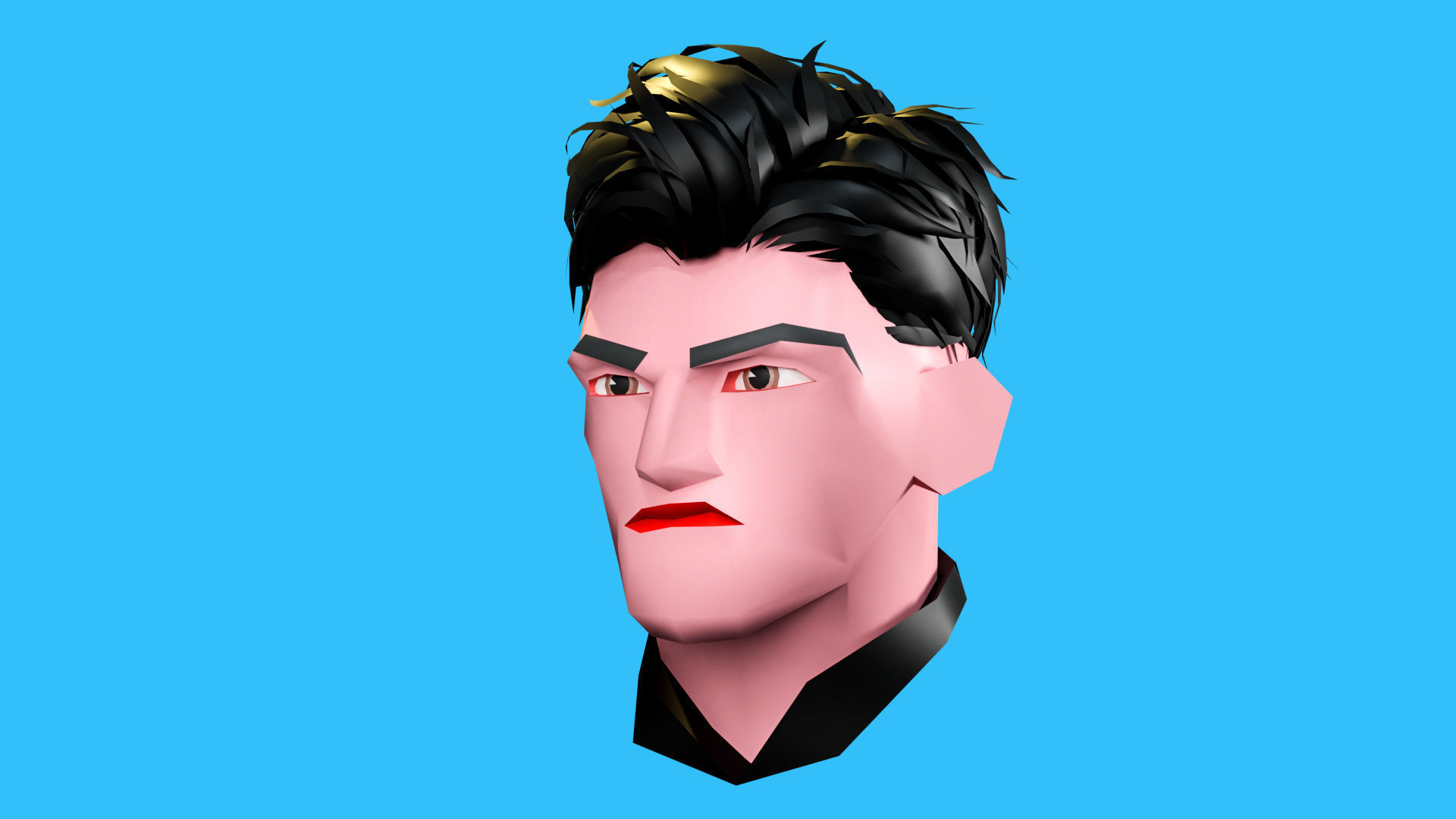 Male emotions Low-poly 3D model_26