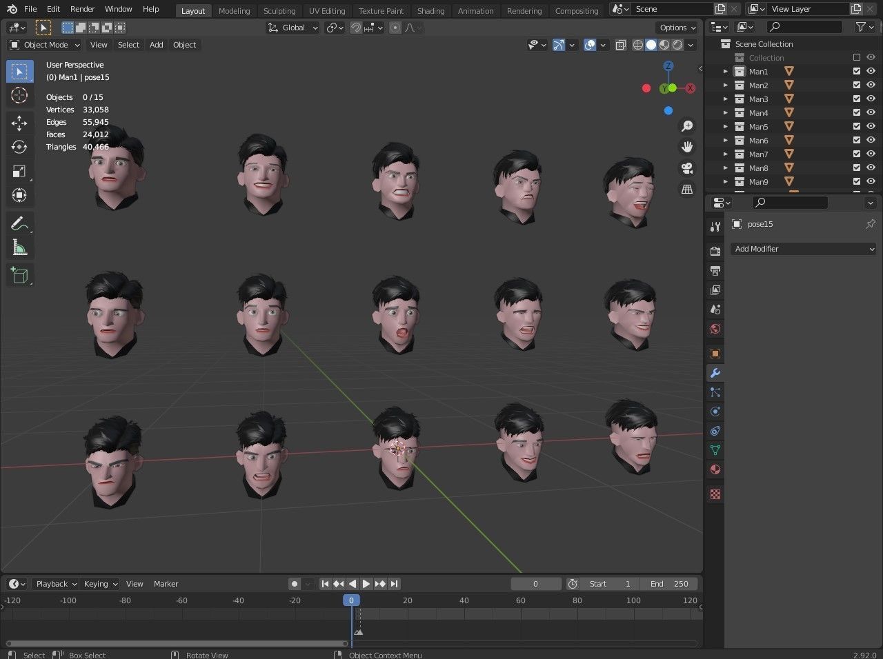 Male emotions Low-poly 3D model_34