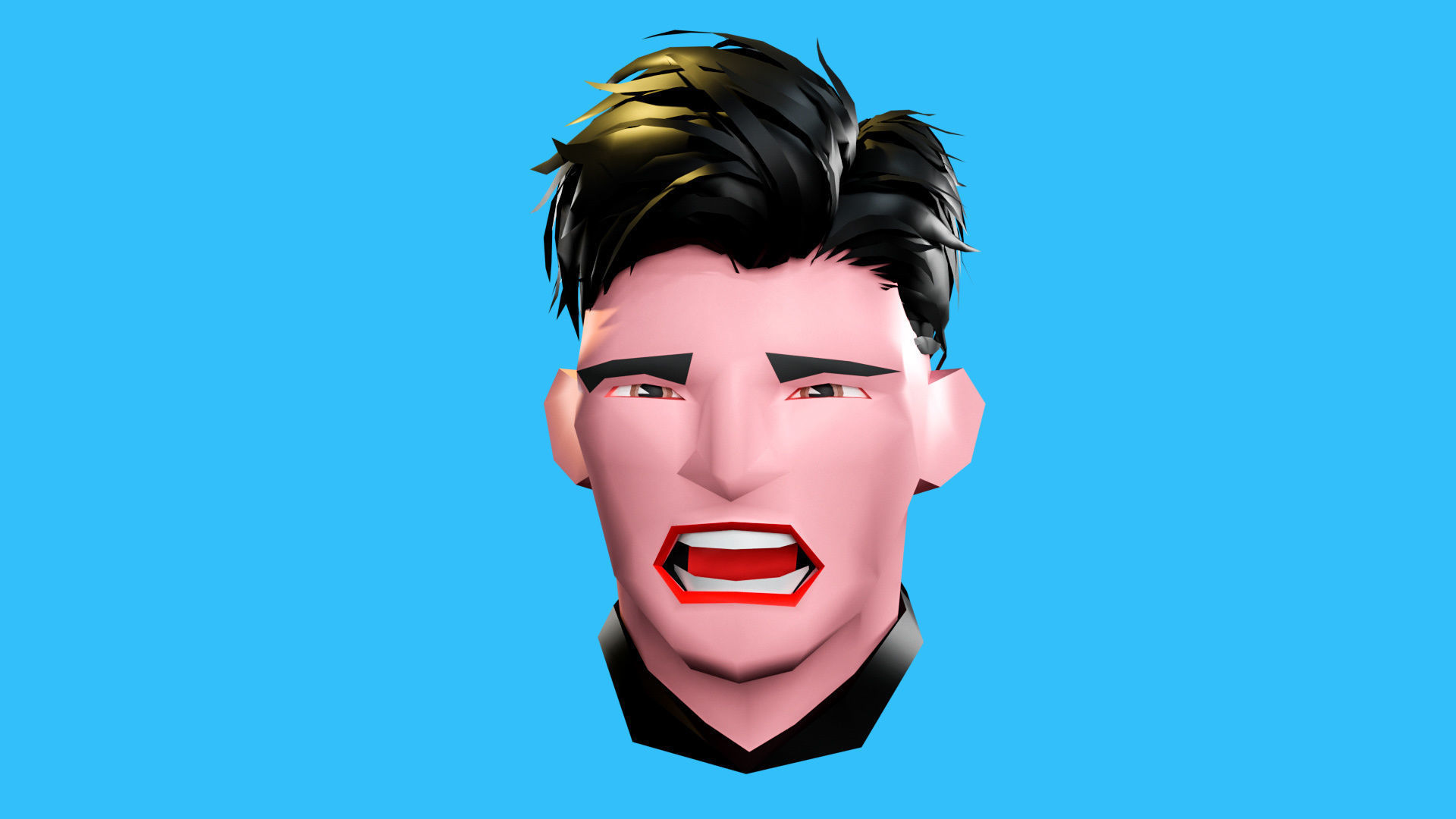 Male emotions Low-poly 3D model_9