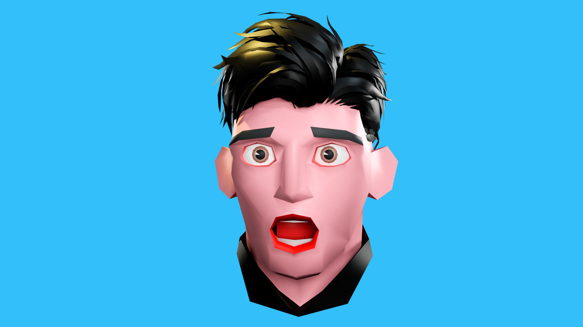 Male emotions Low-poly 3D model_8