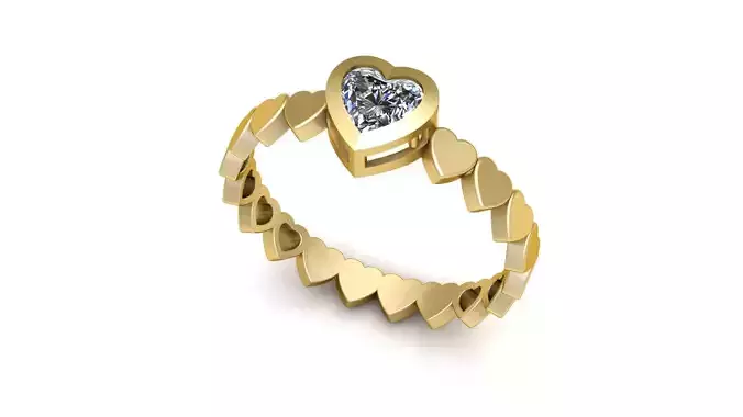 Heart 5x5 mm Ring with Heart shape rail