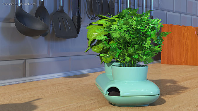 Herbs in Double Pot Sagaform Green 3D model 5