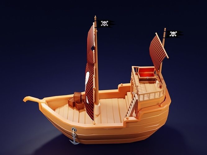 PirateShip 3d model Free low-poly 3D model