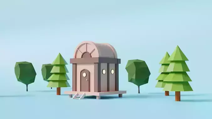3d low poly cartoon house