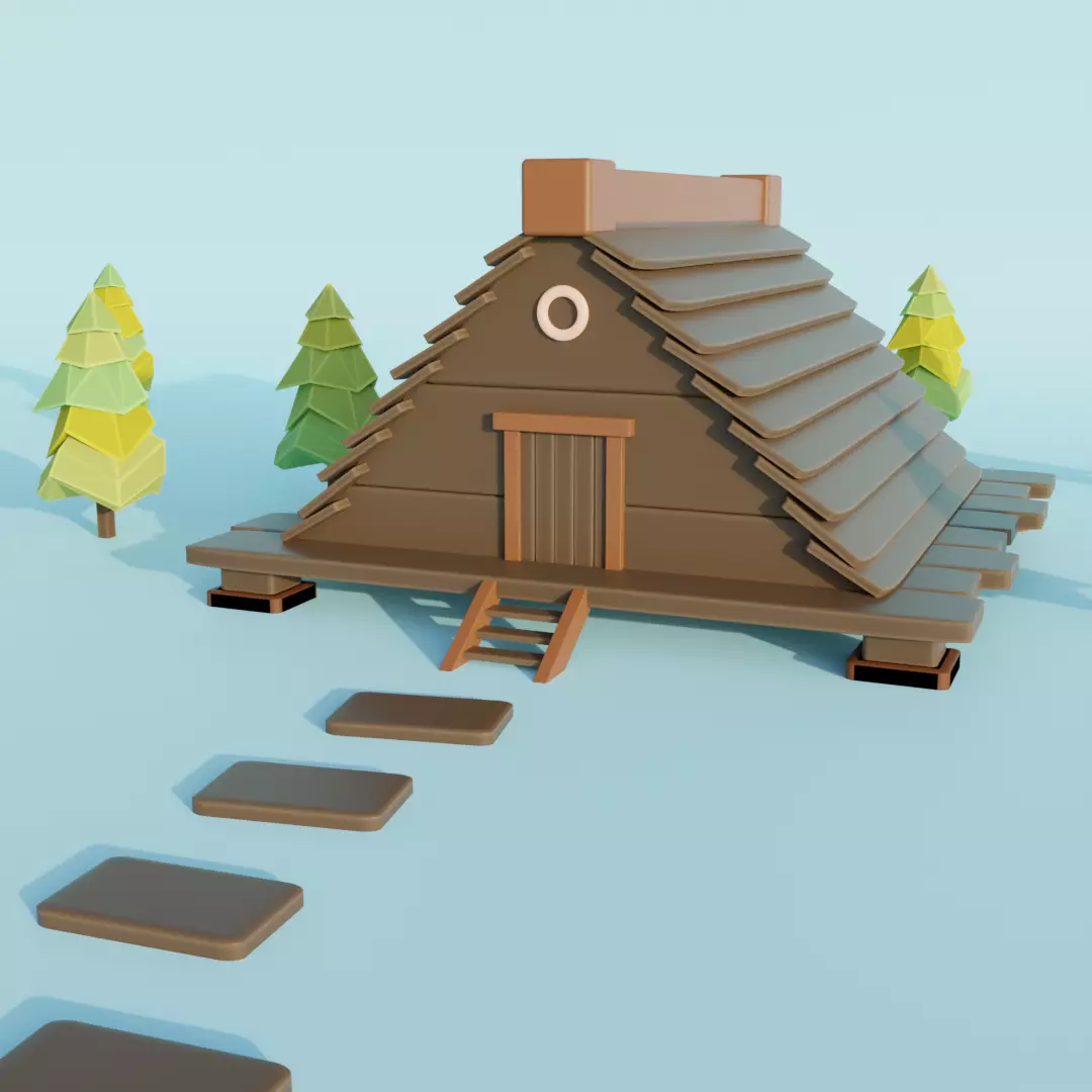 3d low poly cartoon house model Free 3D model