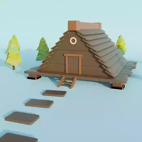 3d low poly cartoon house model