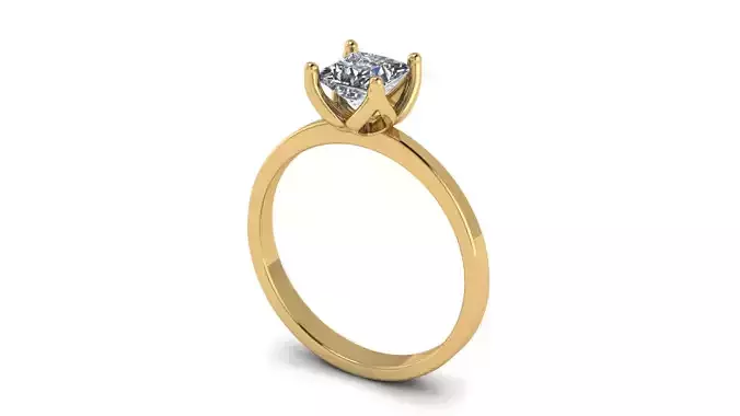 Solitaire Ring Square Princess Gem 5x5 mm