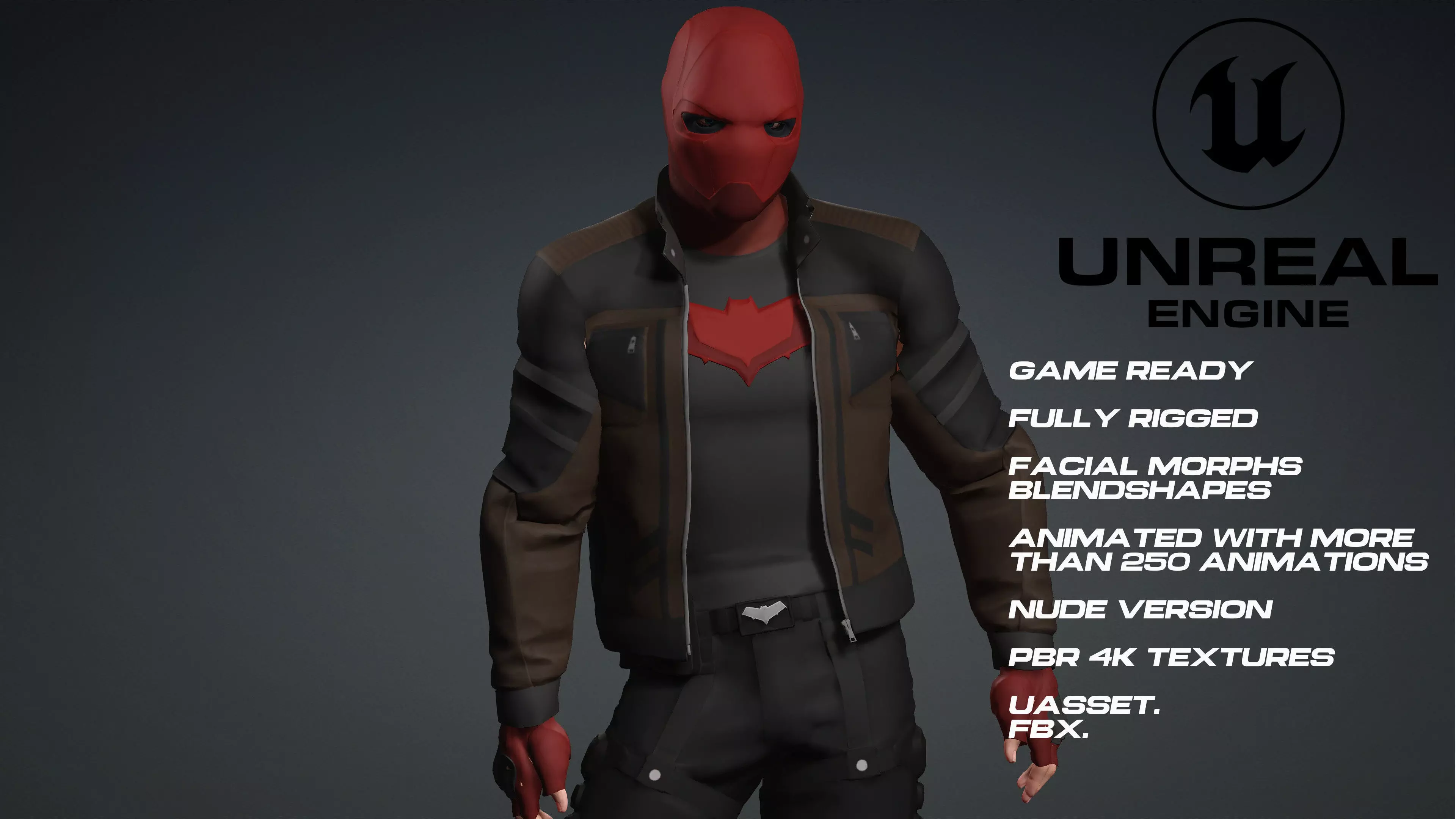 Red Hood - UE5 - face - animated game ready Low-poly 3D model_0