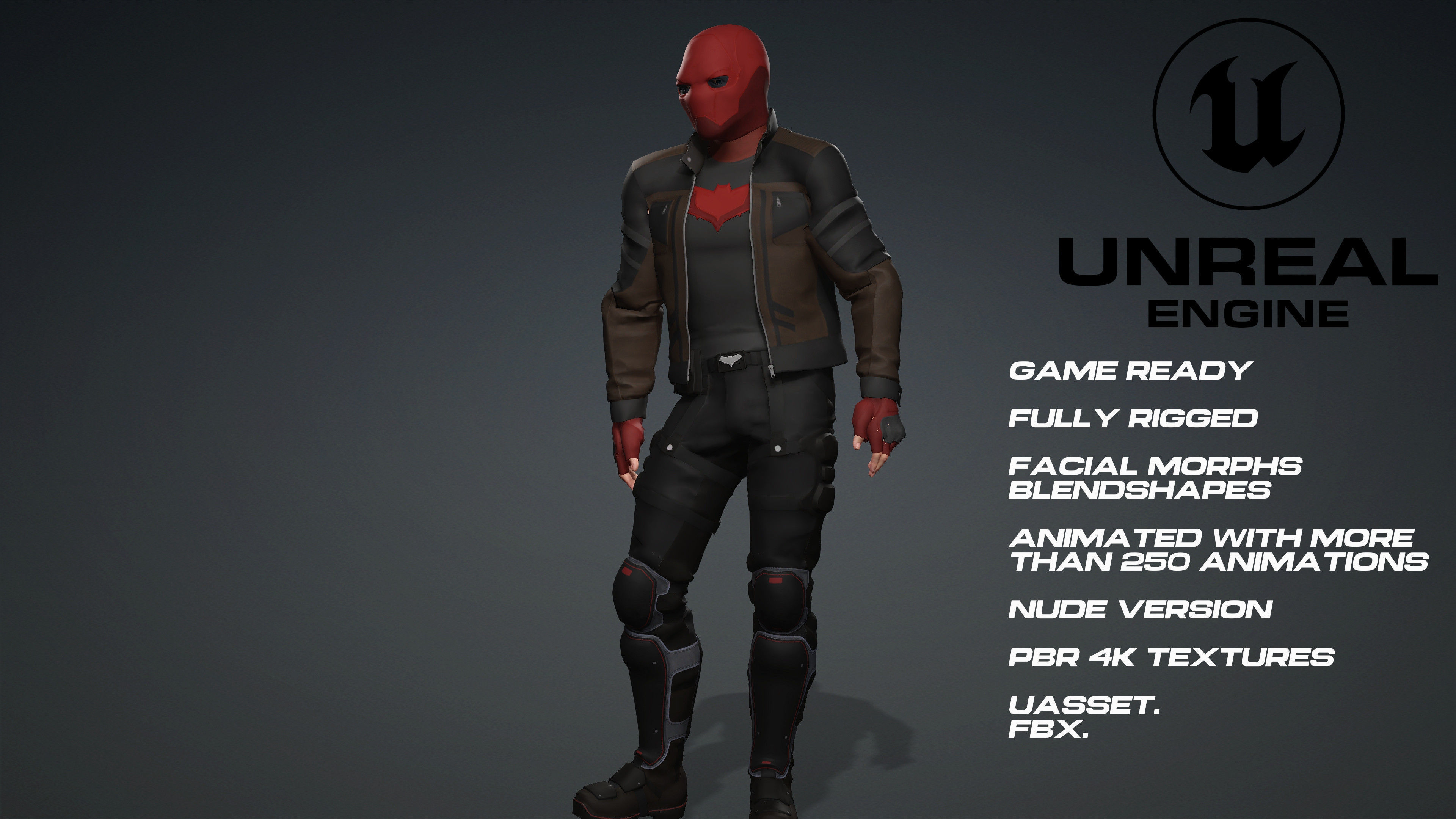 Red Hood - UE5 - face - animated game ready Low-poly 3D model_2