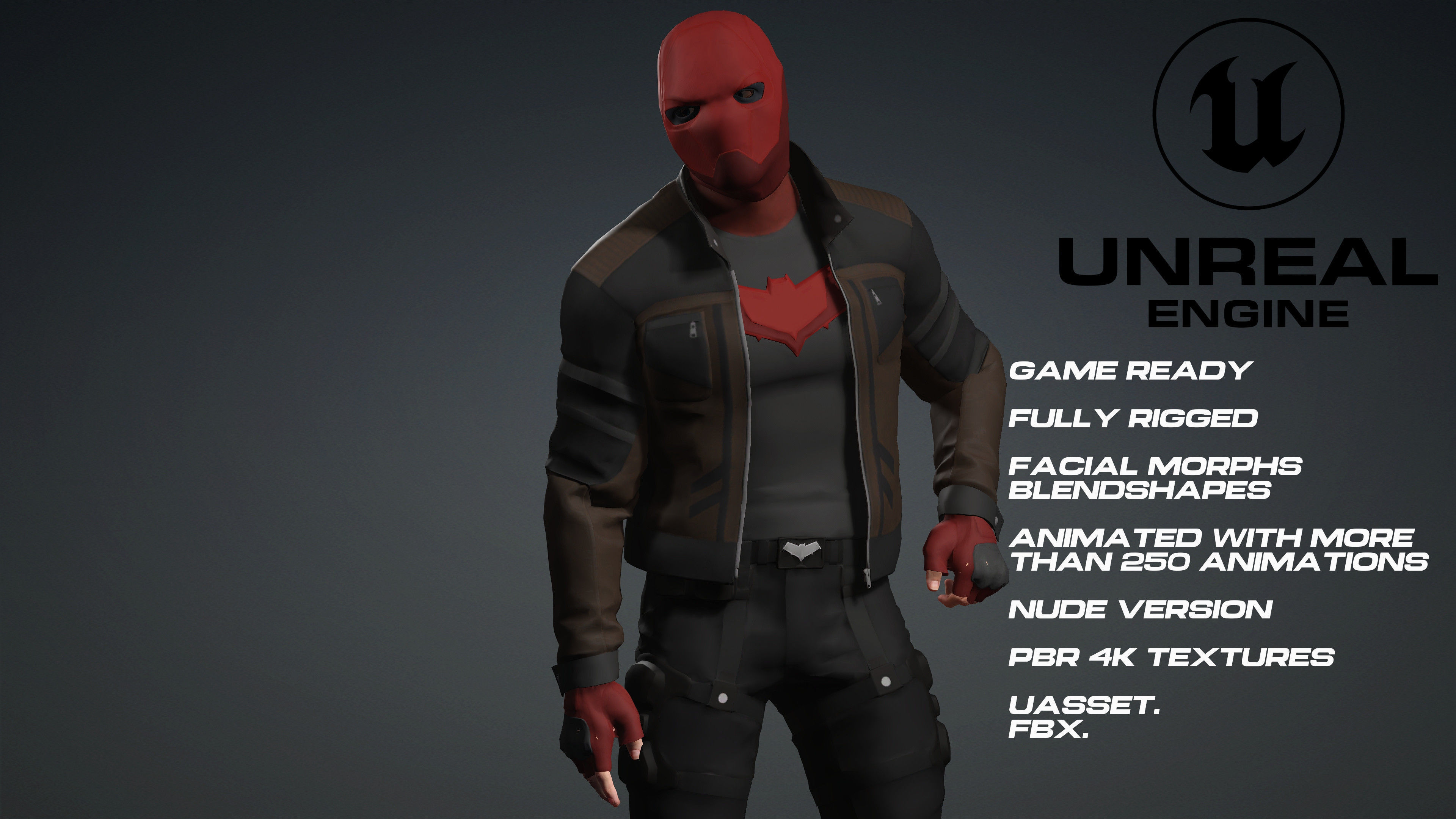 Red Hood - UE5 - face - animated game ready Low-poly 3D model_5