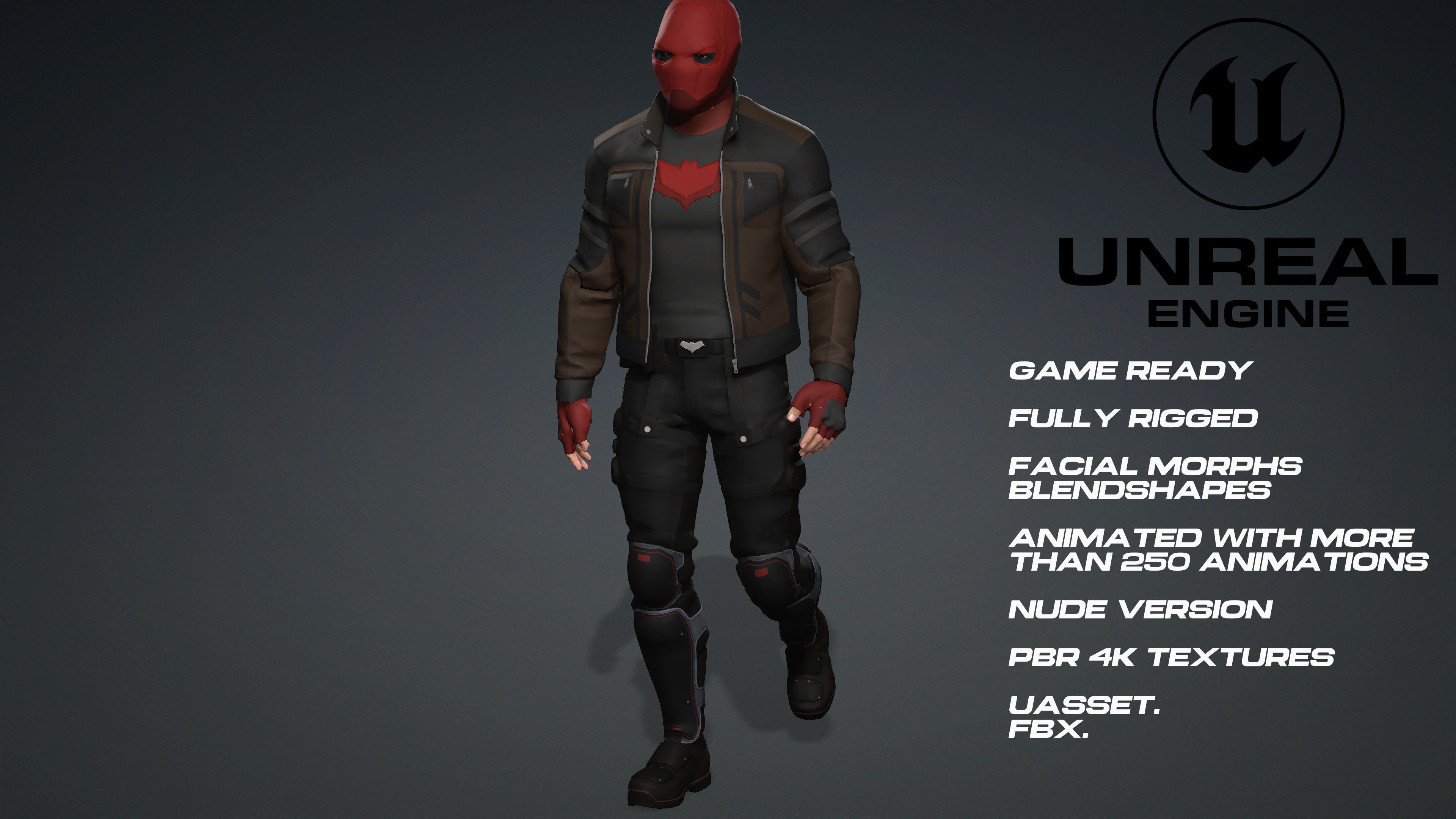 Red Hood - UE5 - face - animated game ready Low-poly 3D model_4