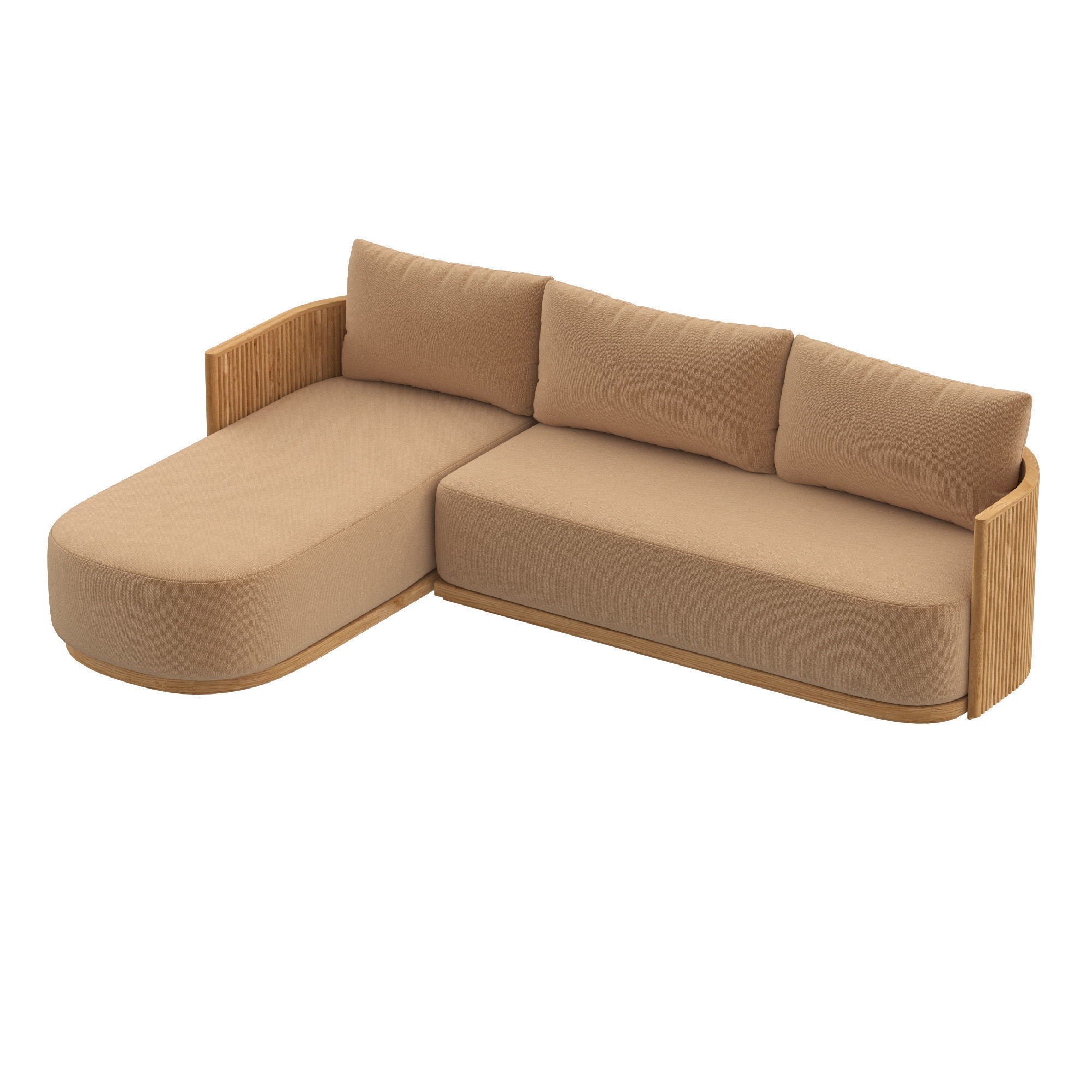 BYRON TEAK LEFT-ARM SOFA-CHAISE SECTIONAL 3D model_4