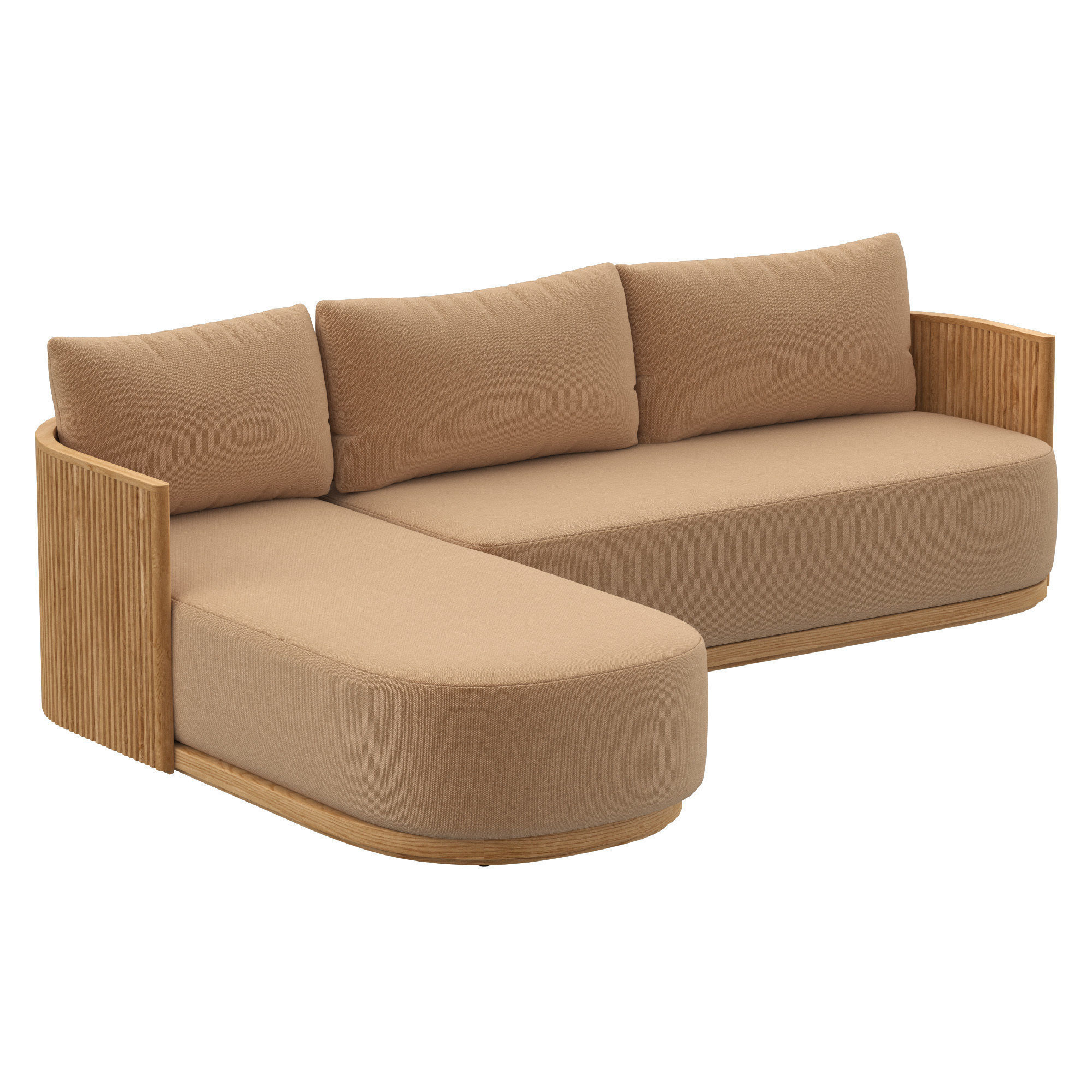 BYRON TEAK LEFT-ARM SOFA-CHAISE SECTIONAL 3D model_1
