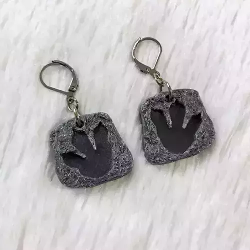 Theropod Dinosaur Footprint Earrings and Necklace Jewelry Set