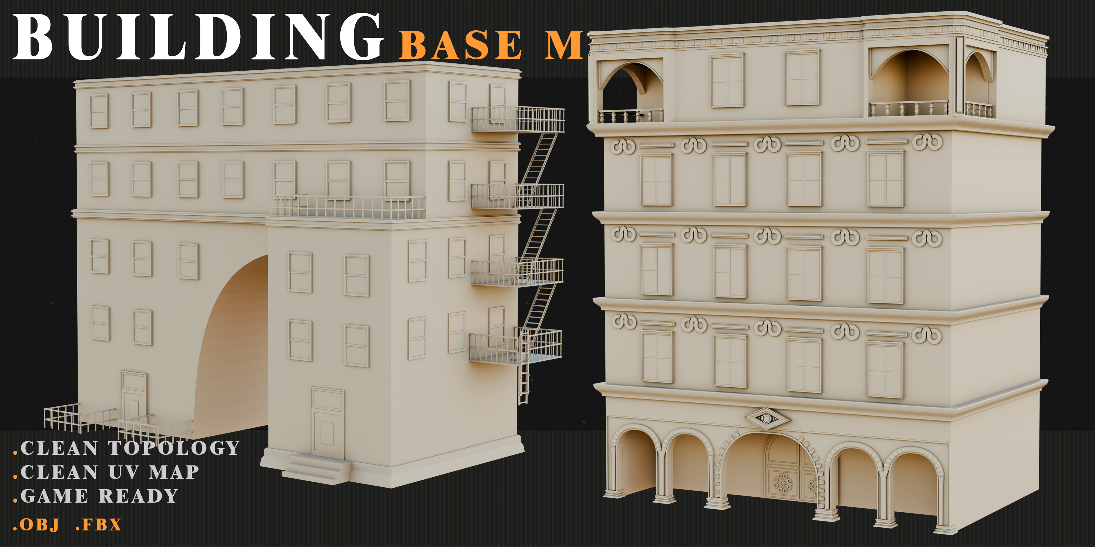 old Building Low-poly 3D model_3