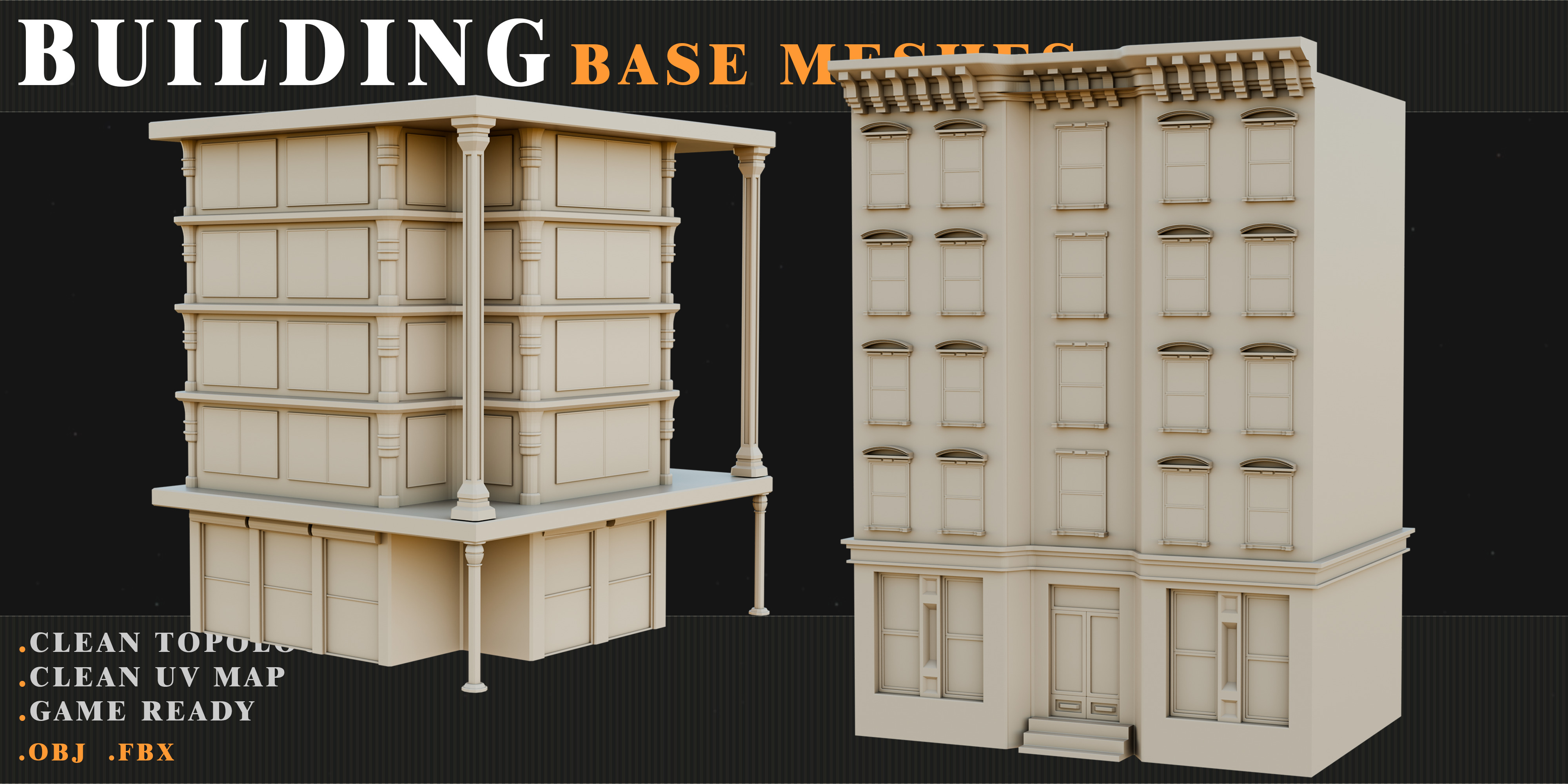 old Building Low-poly 3D model_10