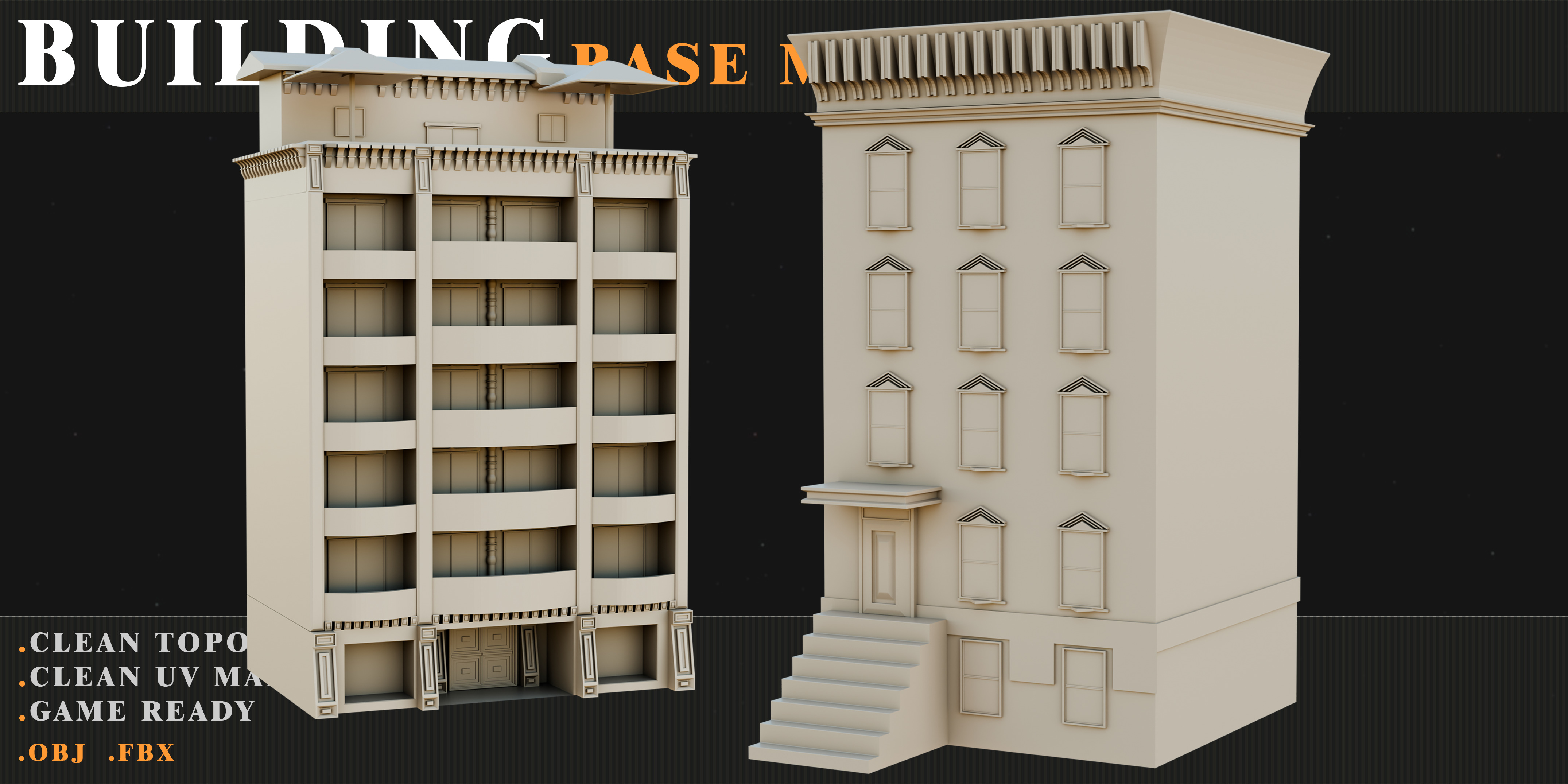 old Building Low-poly 3D model_12