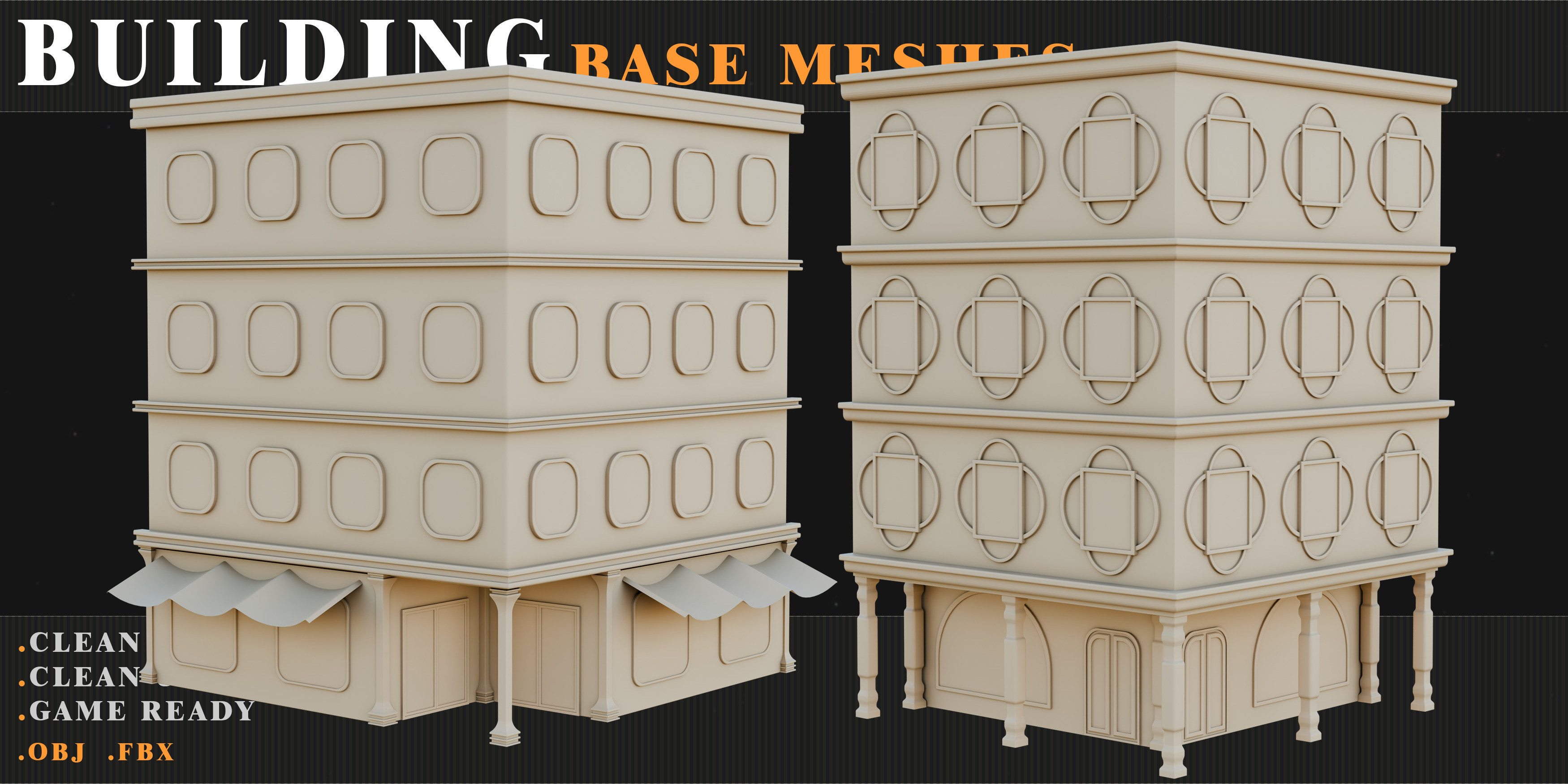 old Building Low-poly 3D model_4