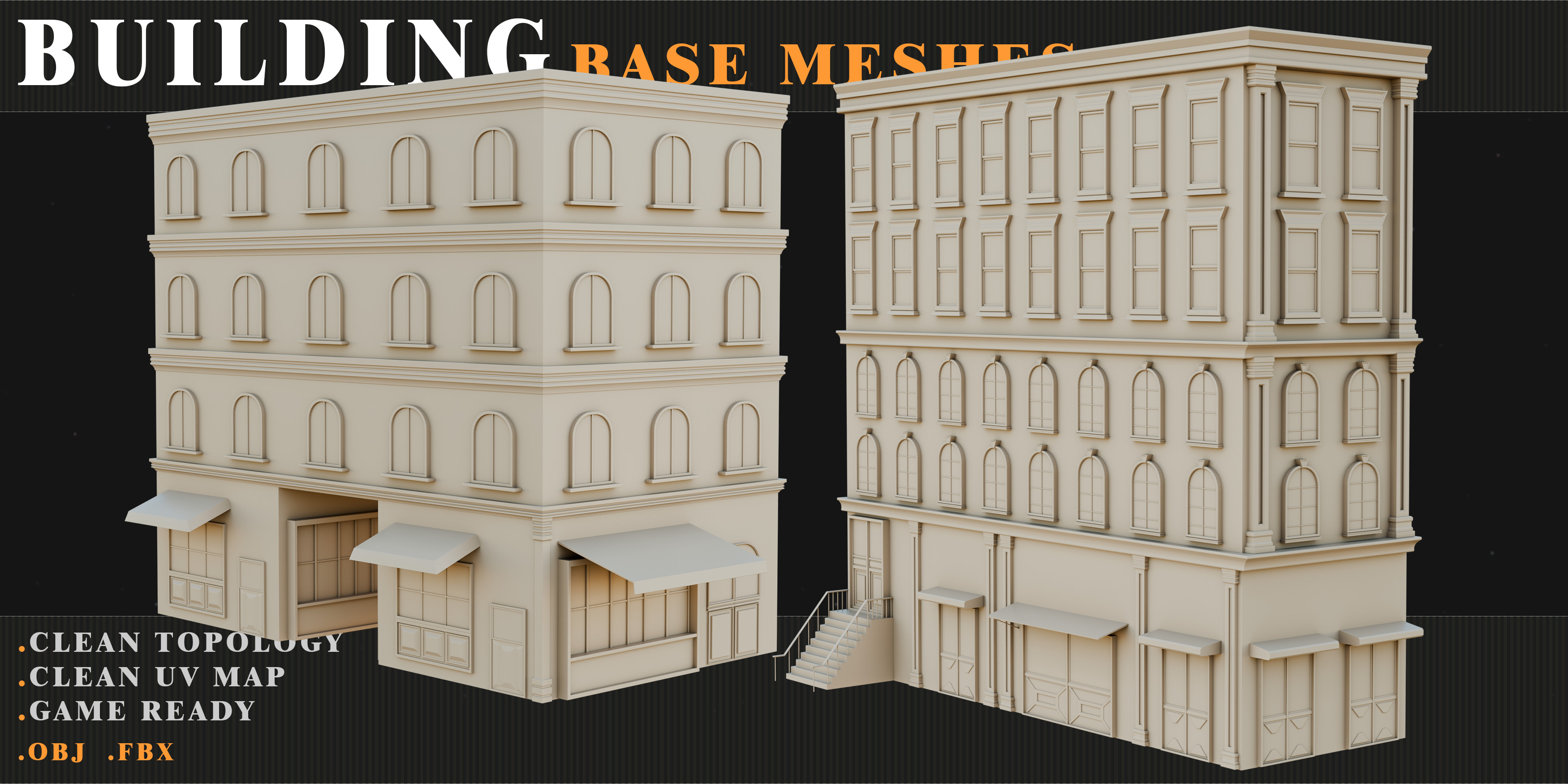 old Building Low-poly 3D model_15