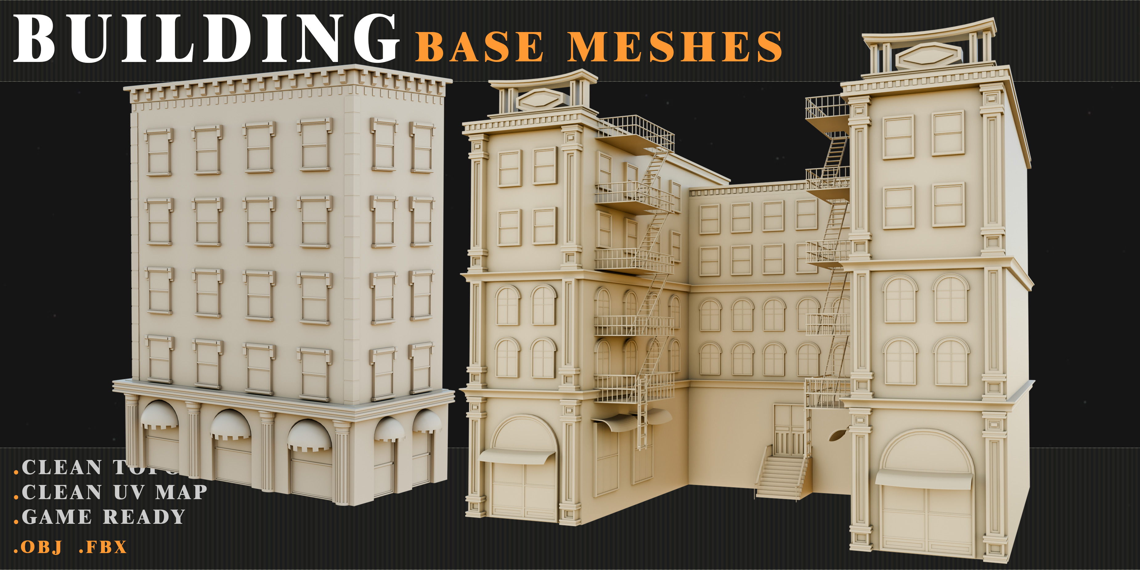 old Building Low-poly 3D model_16