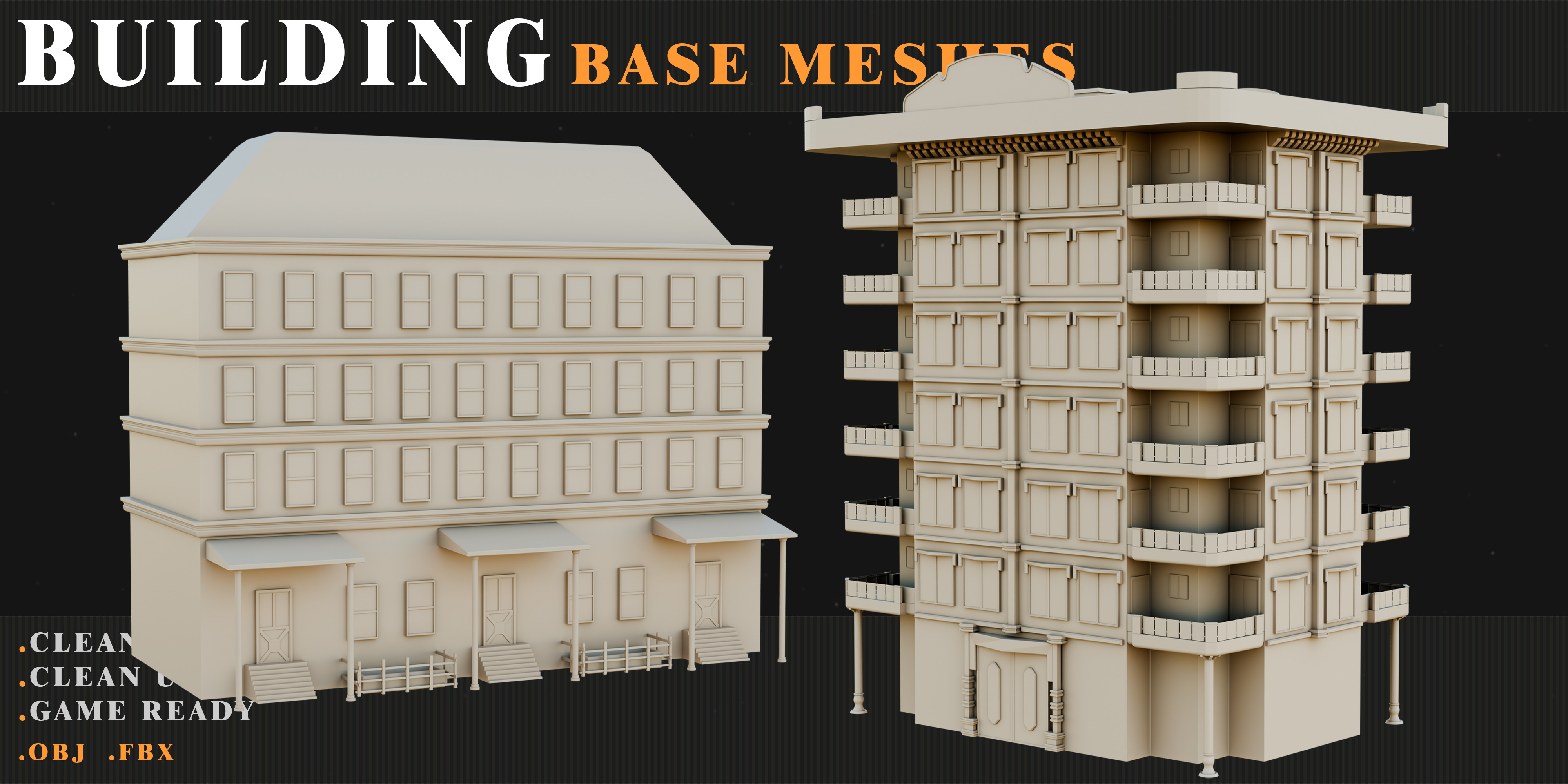 old Building Low-poly 3D model_13