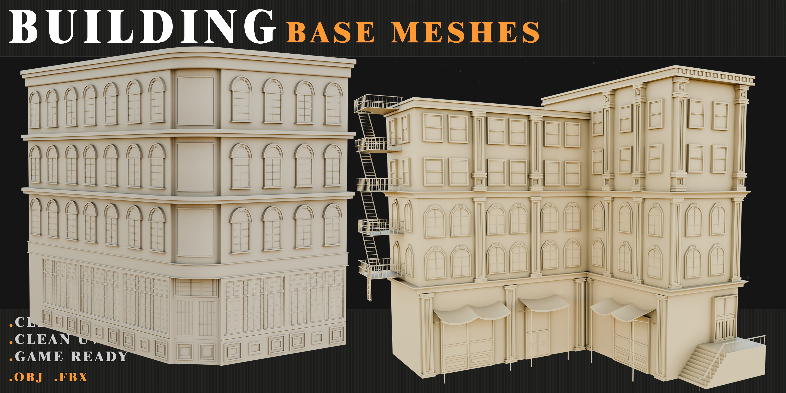 old Building Low-poly 3D model_17