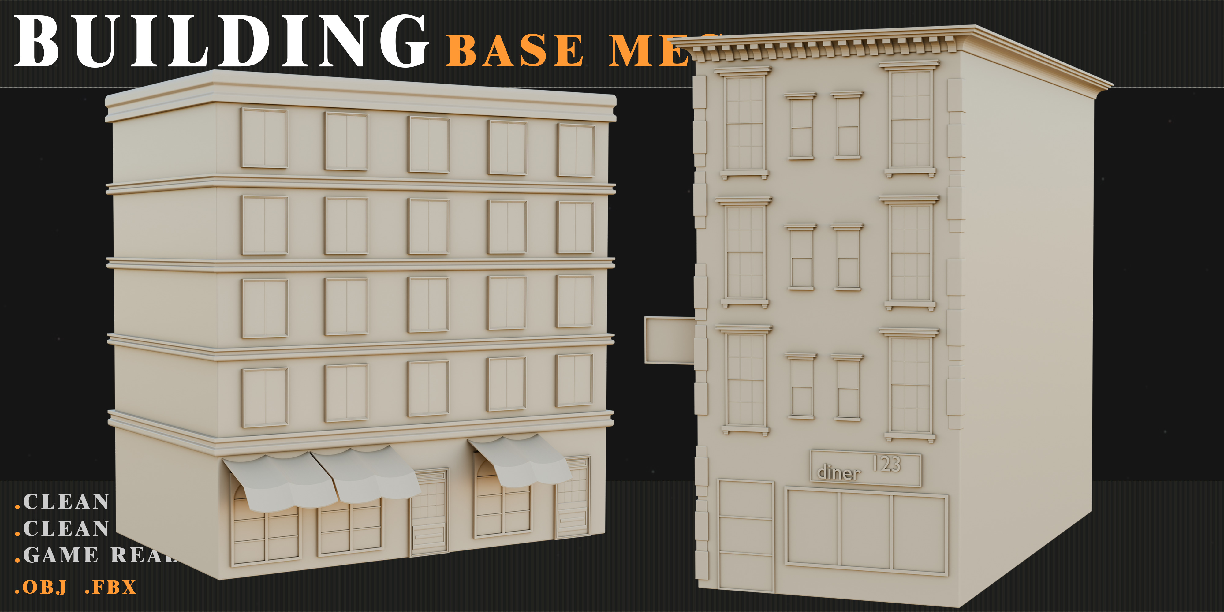 old Building Low-poly 3D model_7