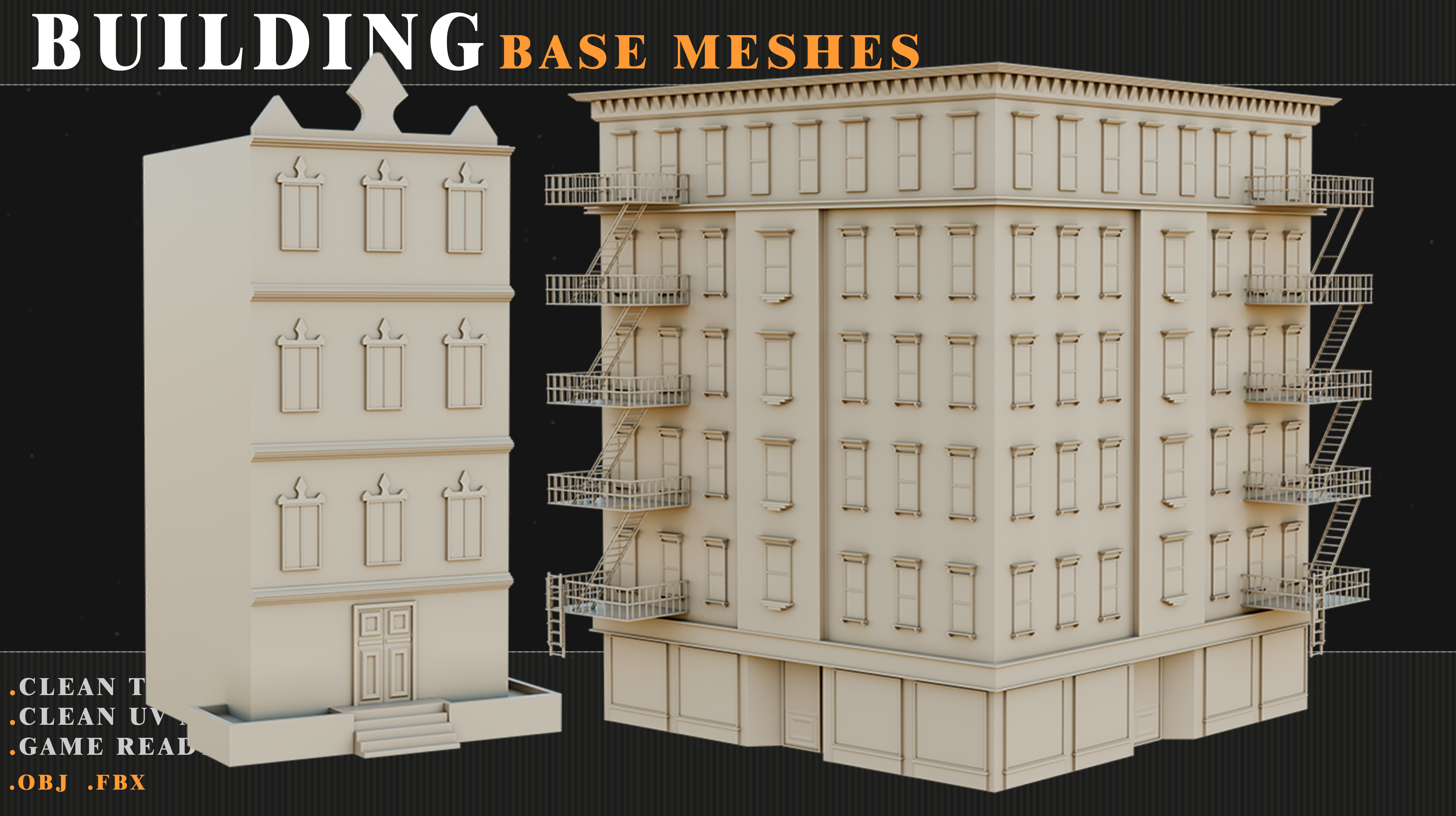 old Building Low-poly 3D model_1