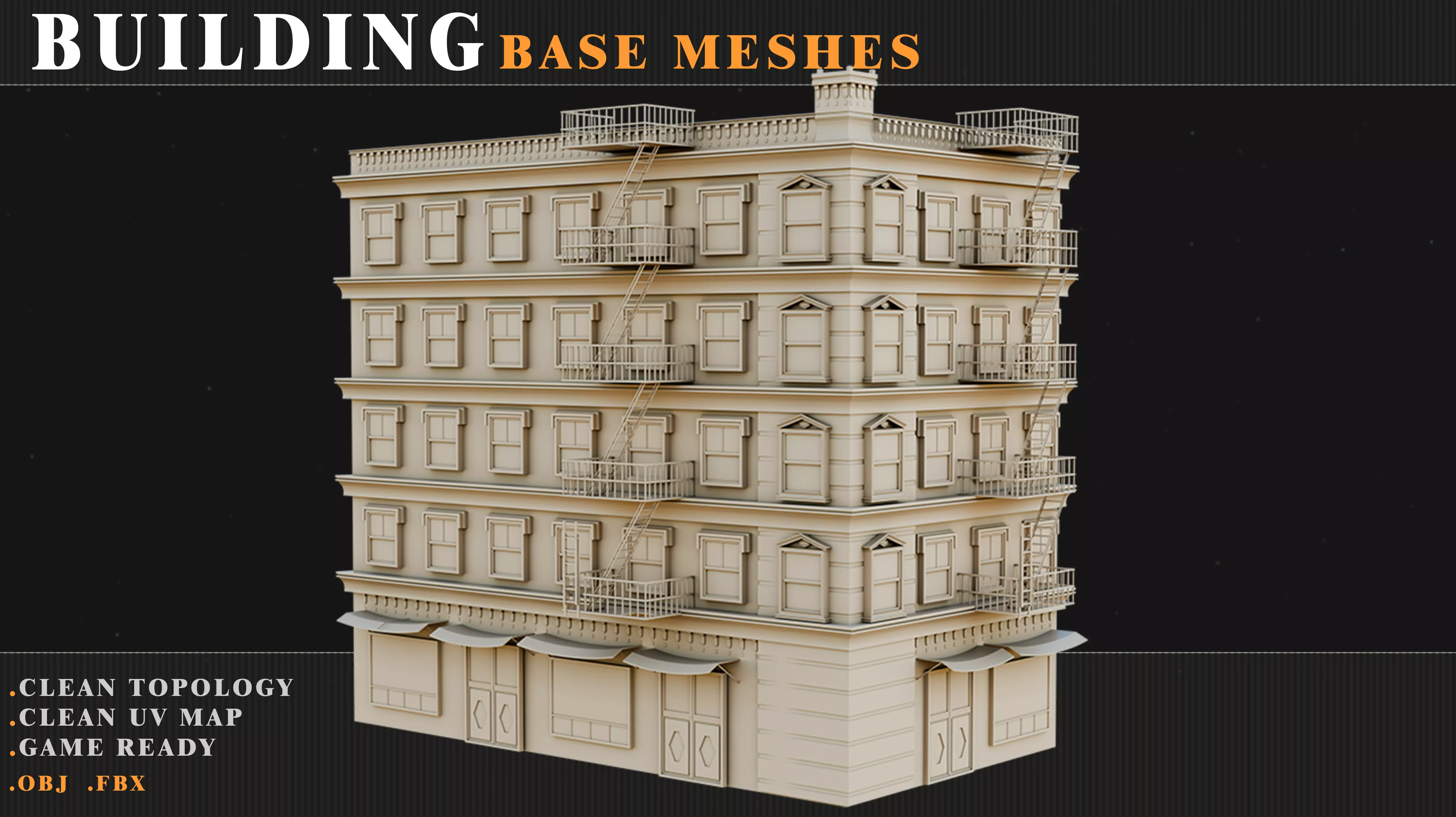 old Building Low-poly 3D model_0
