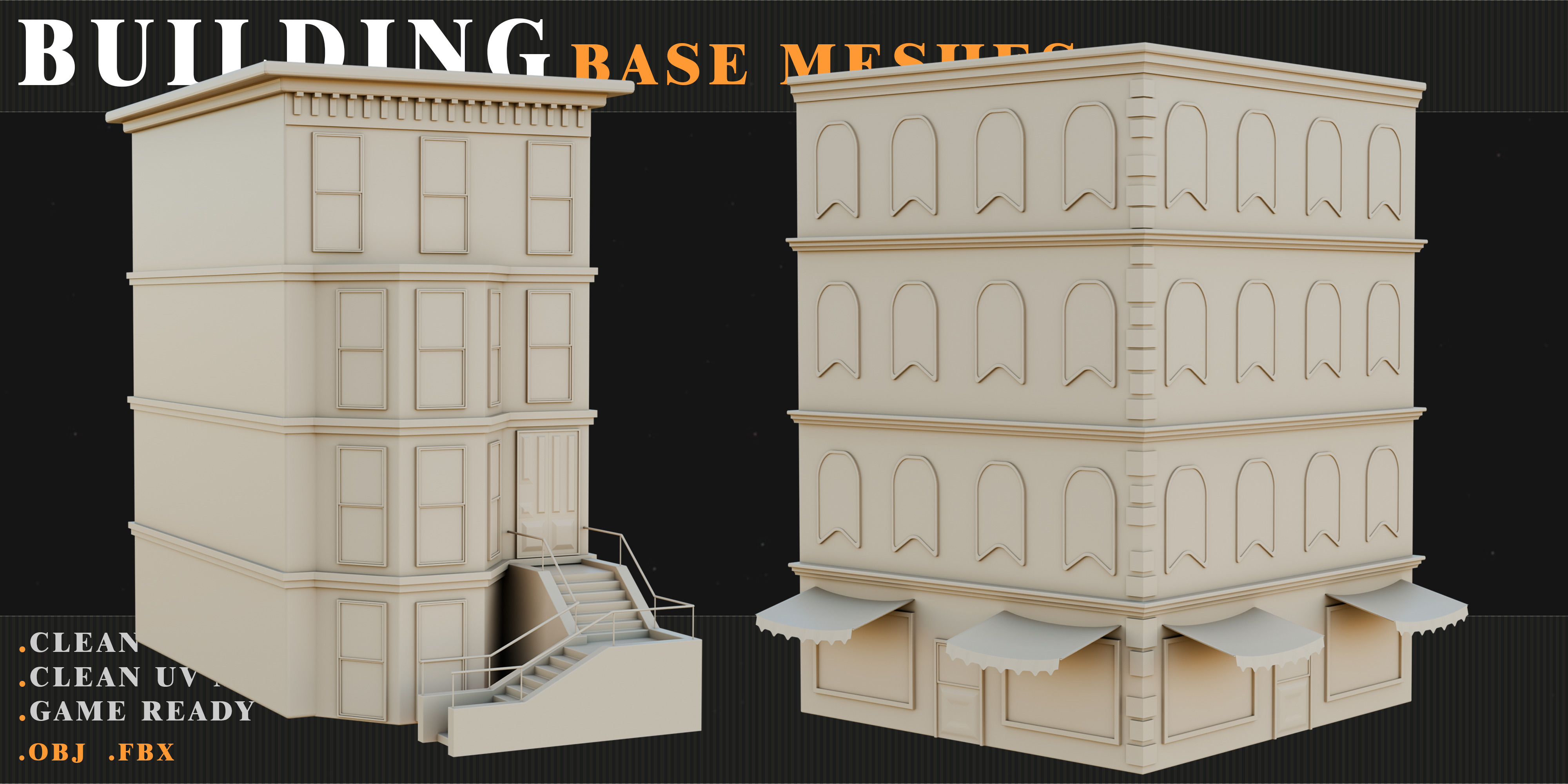 old Building Low-poly 3D model_8