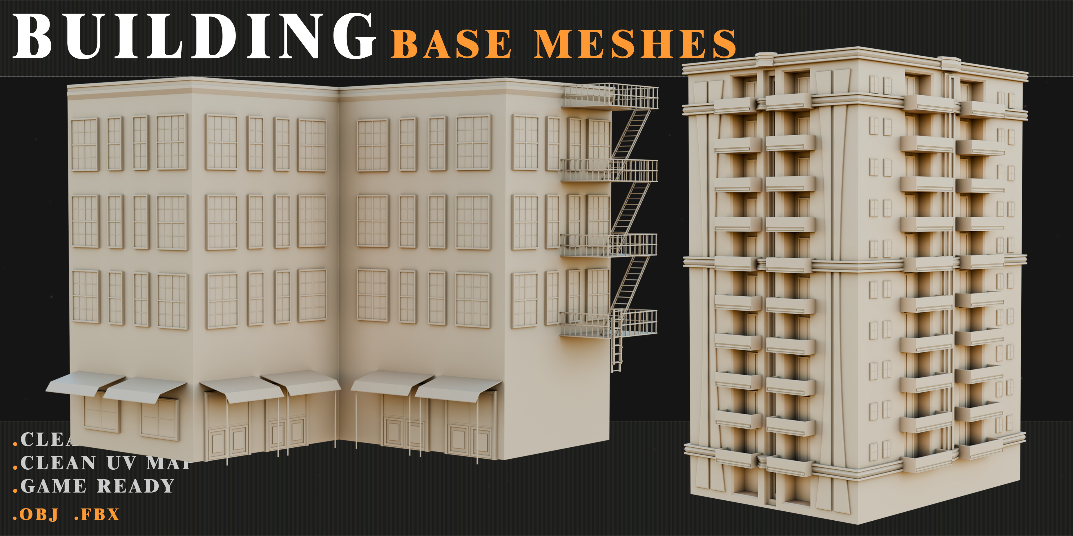 old Building Low-poly 3D model_6