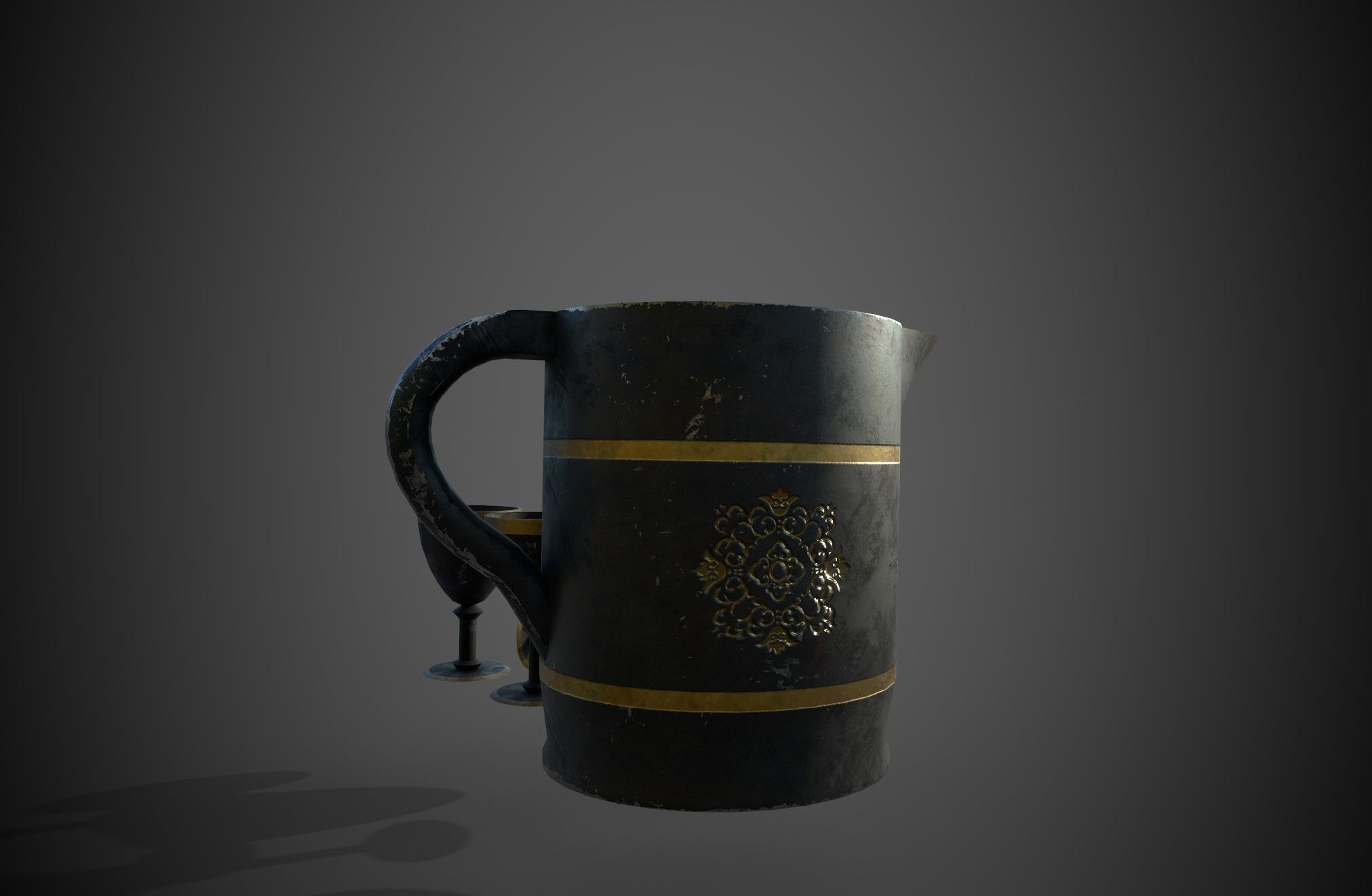 Gothic Chalice and Jug Low-poly 3D model_3