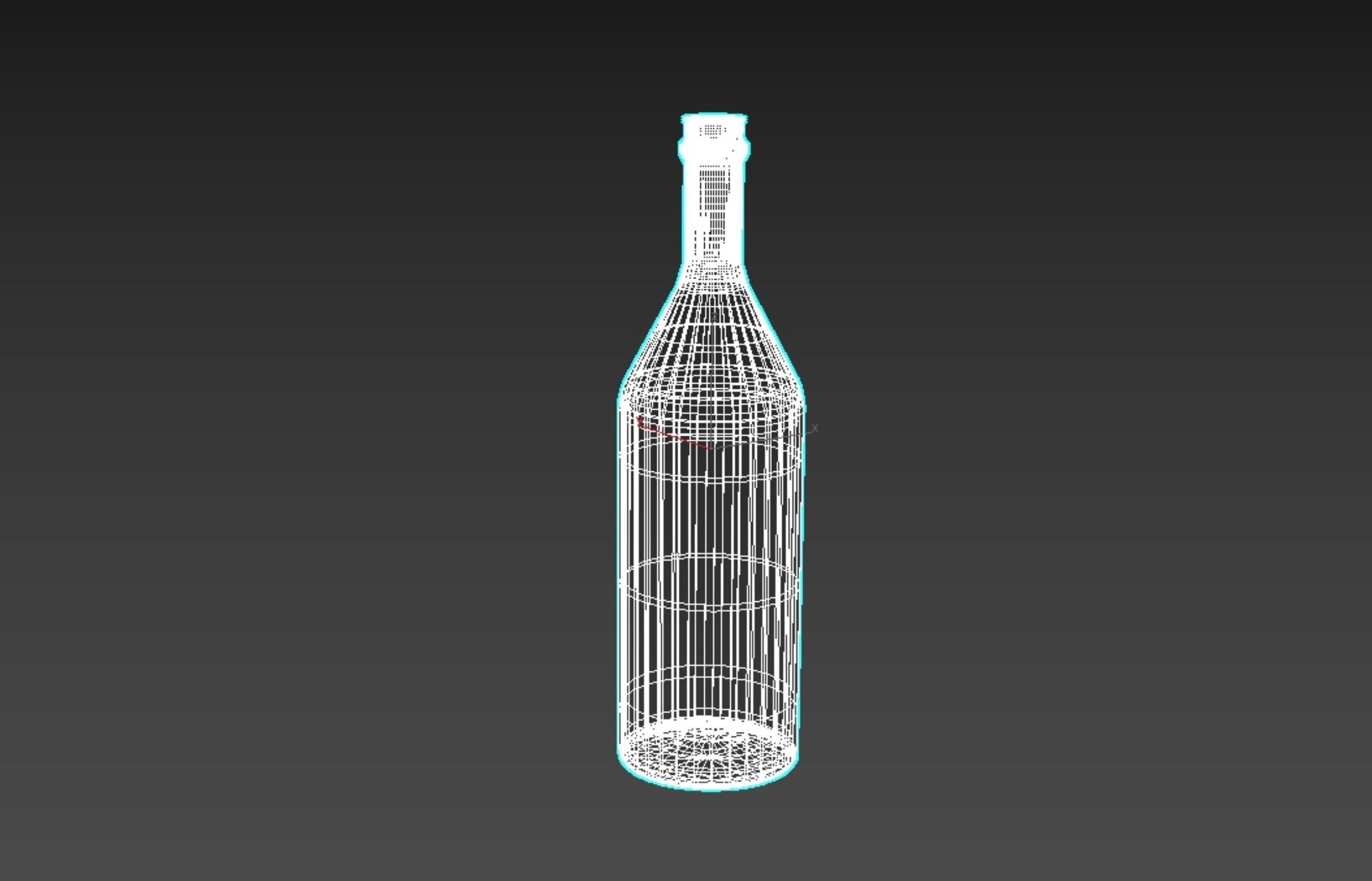 Dirty glass bottle 3D model_1