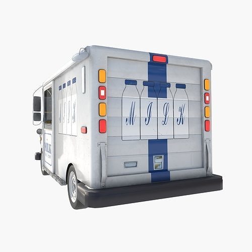 grumman milk truck Low-poly 3D model 6