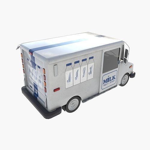 grumman milk truck Low-poly 3D model 7
