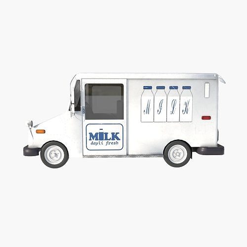grumman milk truck Low-poly 3D model 4