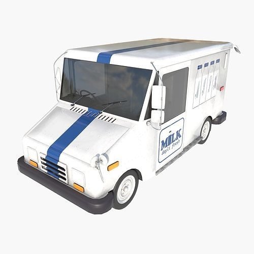 grumman milk truck Low-poly 3D model 2