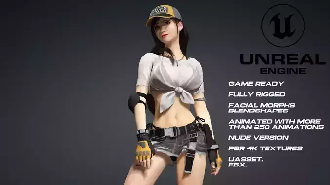 Tifa - Final Fantasy 7 - UE5 -face- animated-nude version