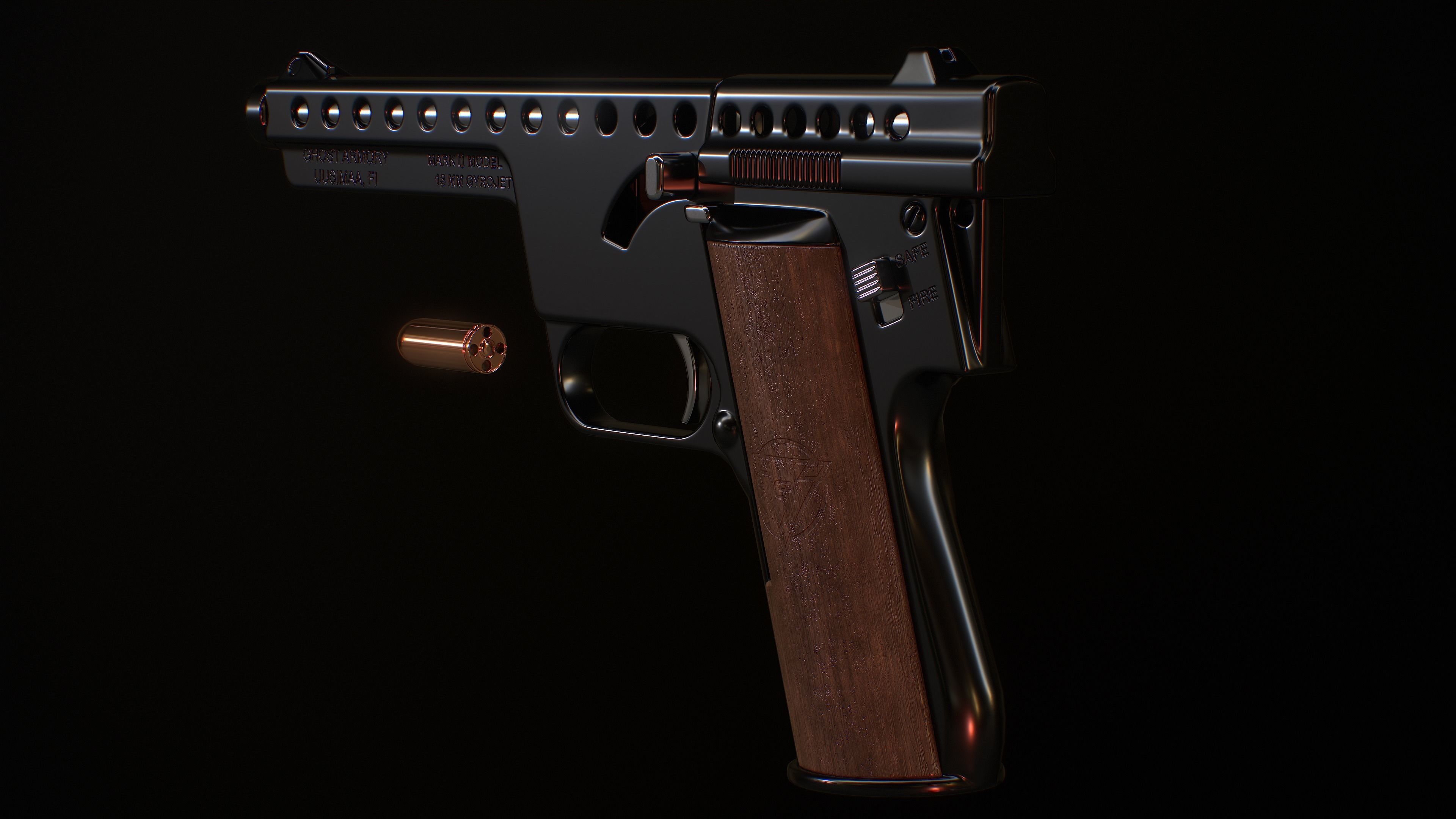 GyroJet Pistol Low-poly 3D model_4