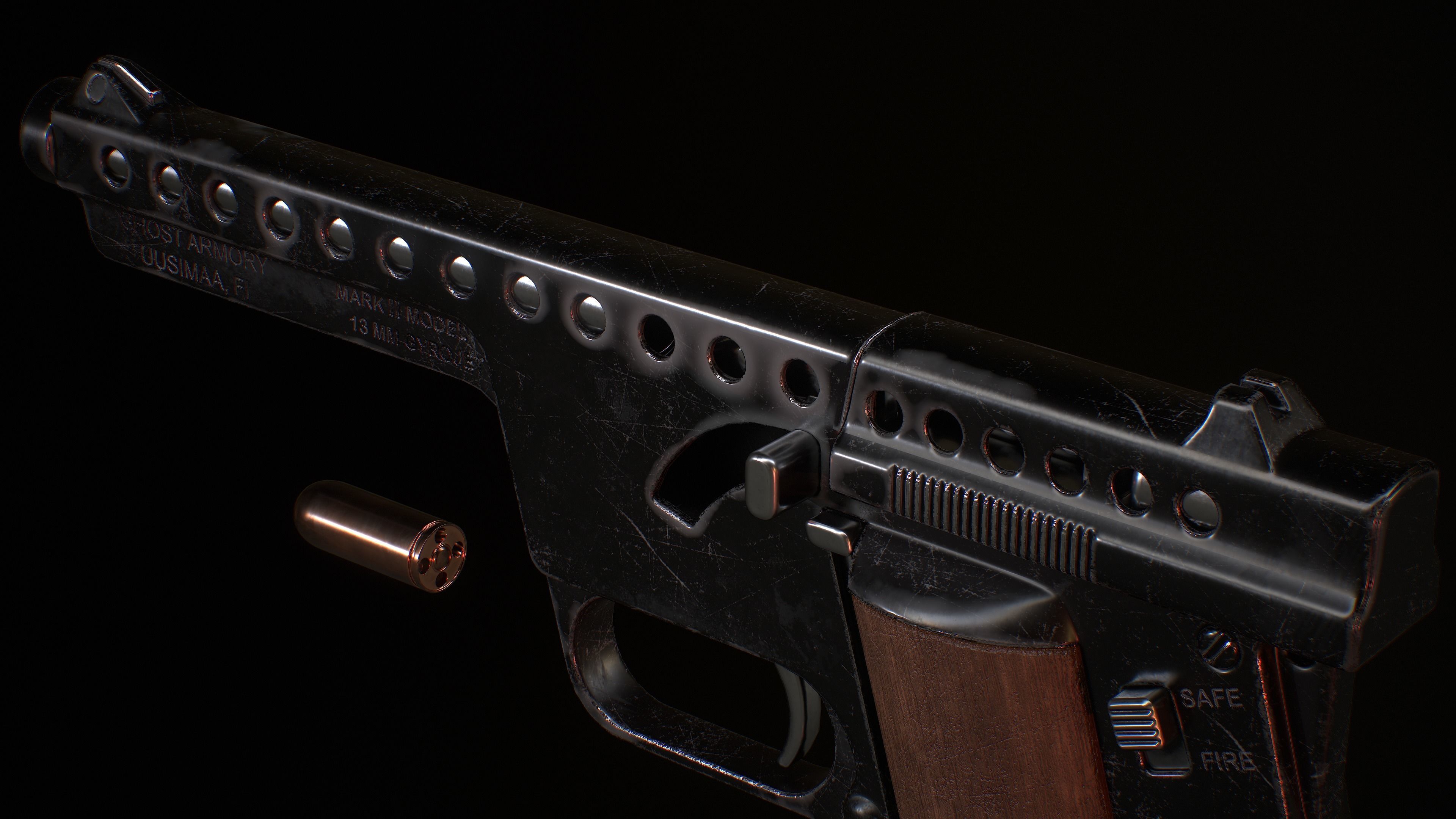 GyroJet Pistol Low-poly 3D model_10