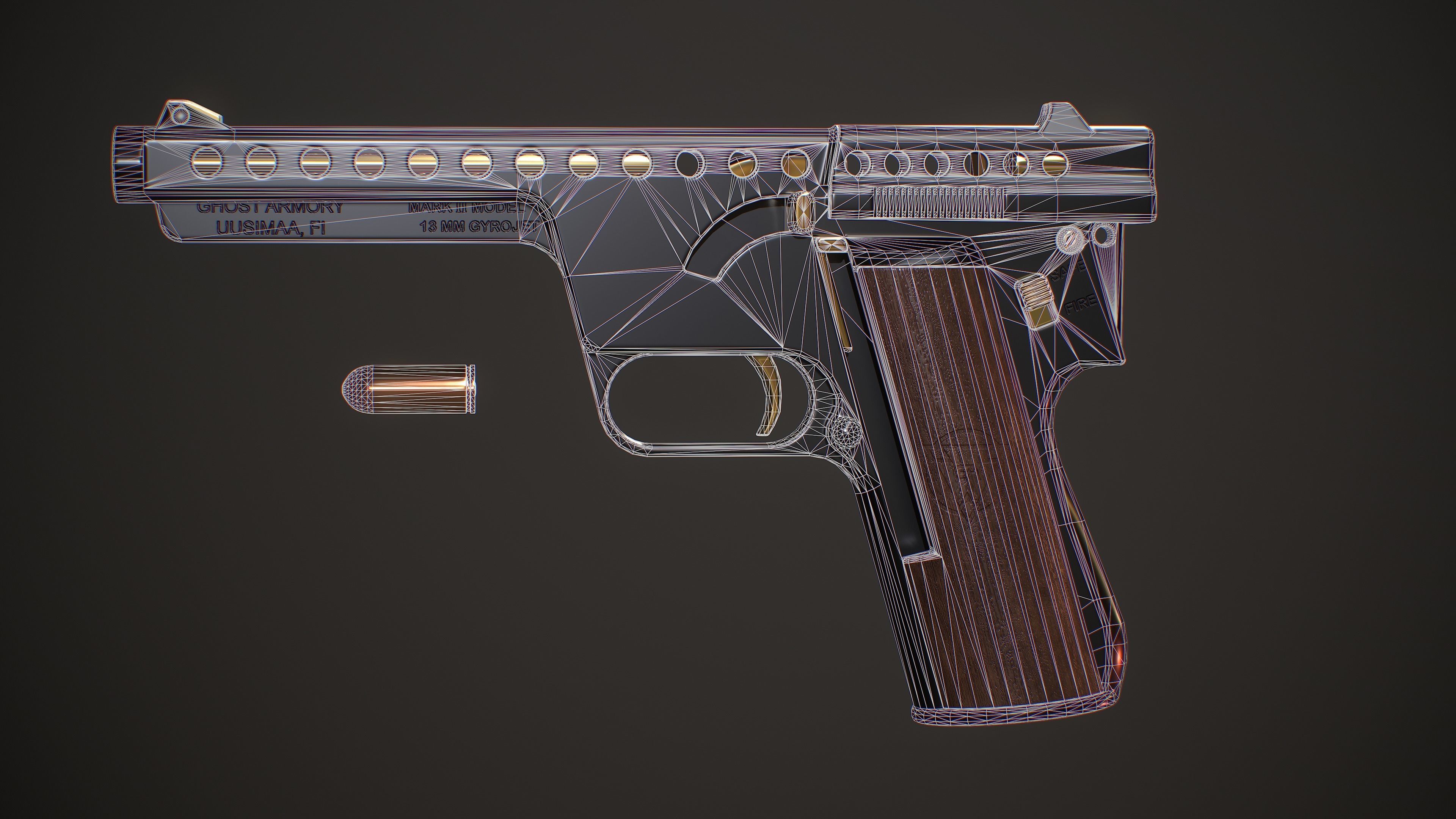 GyroJet Pistol Low-poly 3D model_15