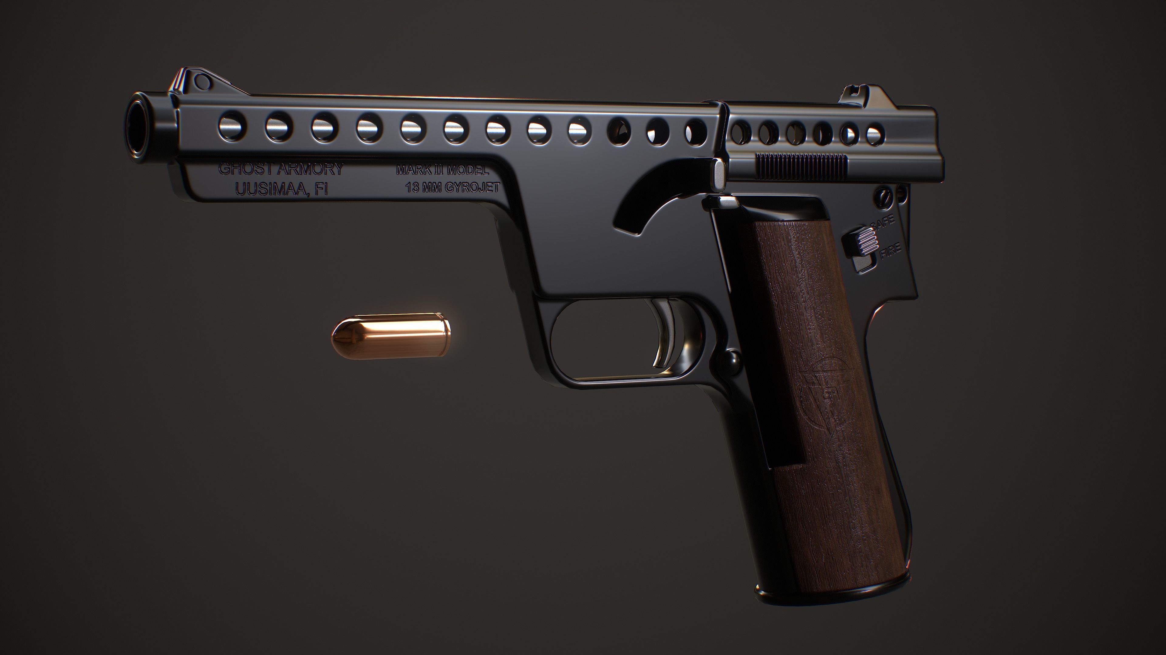 GyroJet Pistol Low-poly 3D model_3