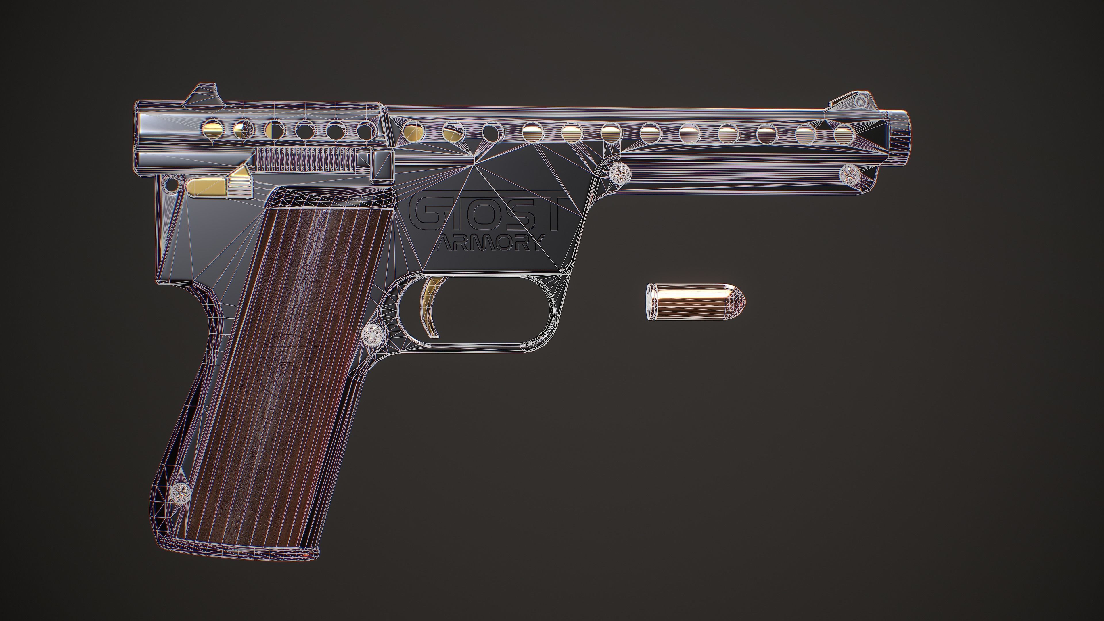 GyroJet Pistol Low-poly 3D model_14