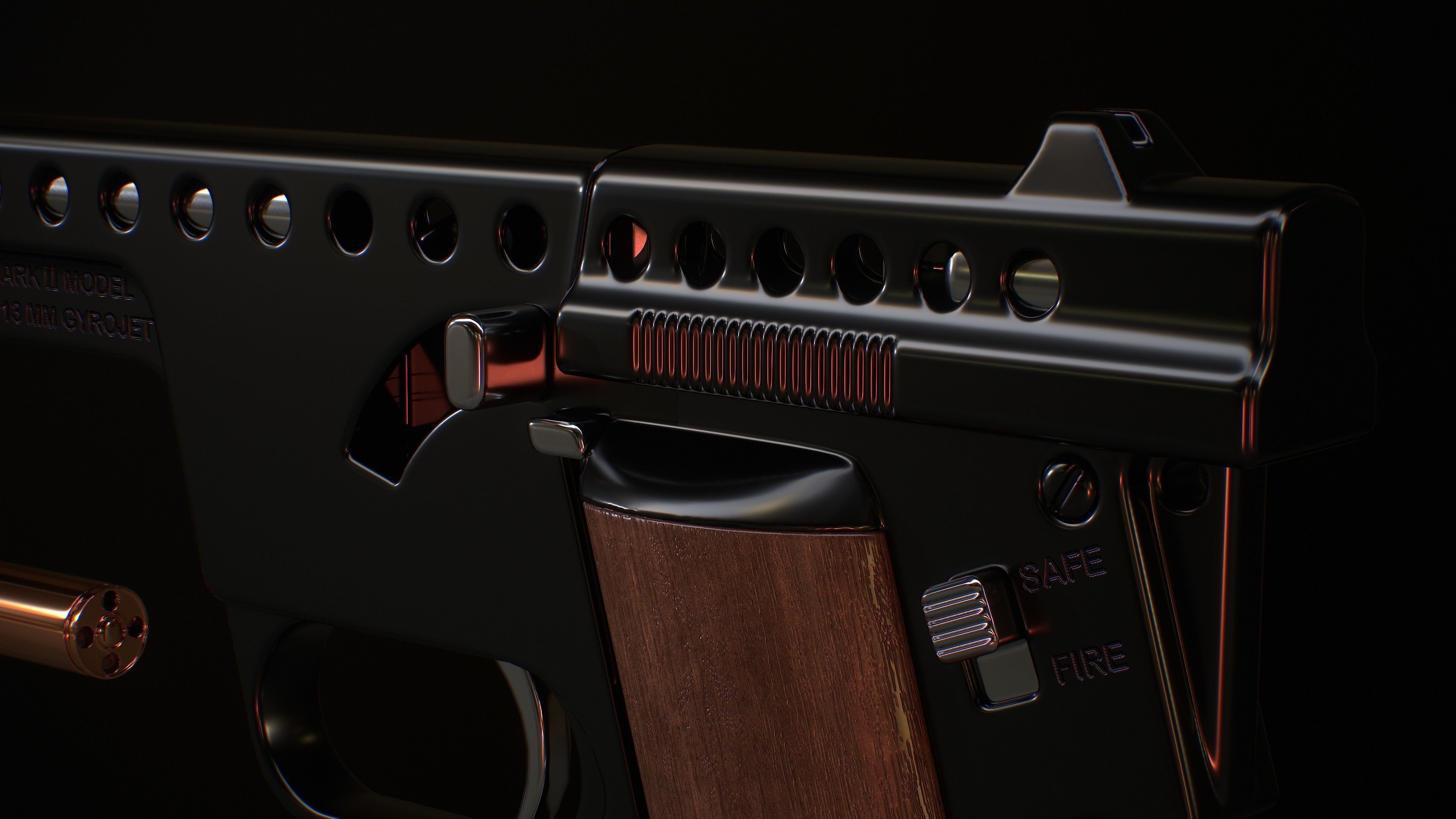 GyroJet Pistol Low-poly 3D model_6