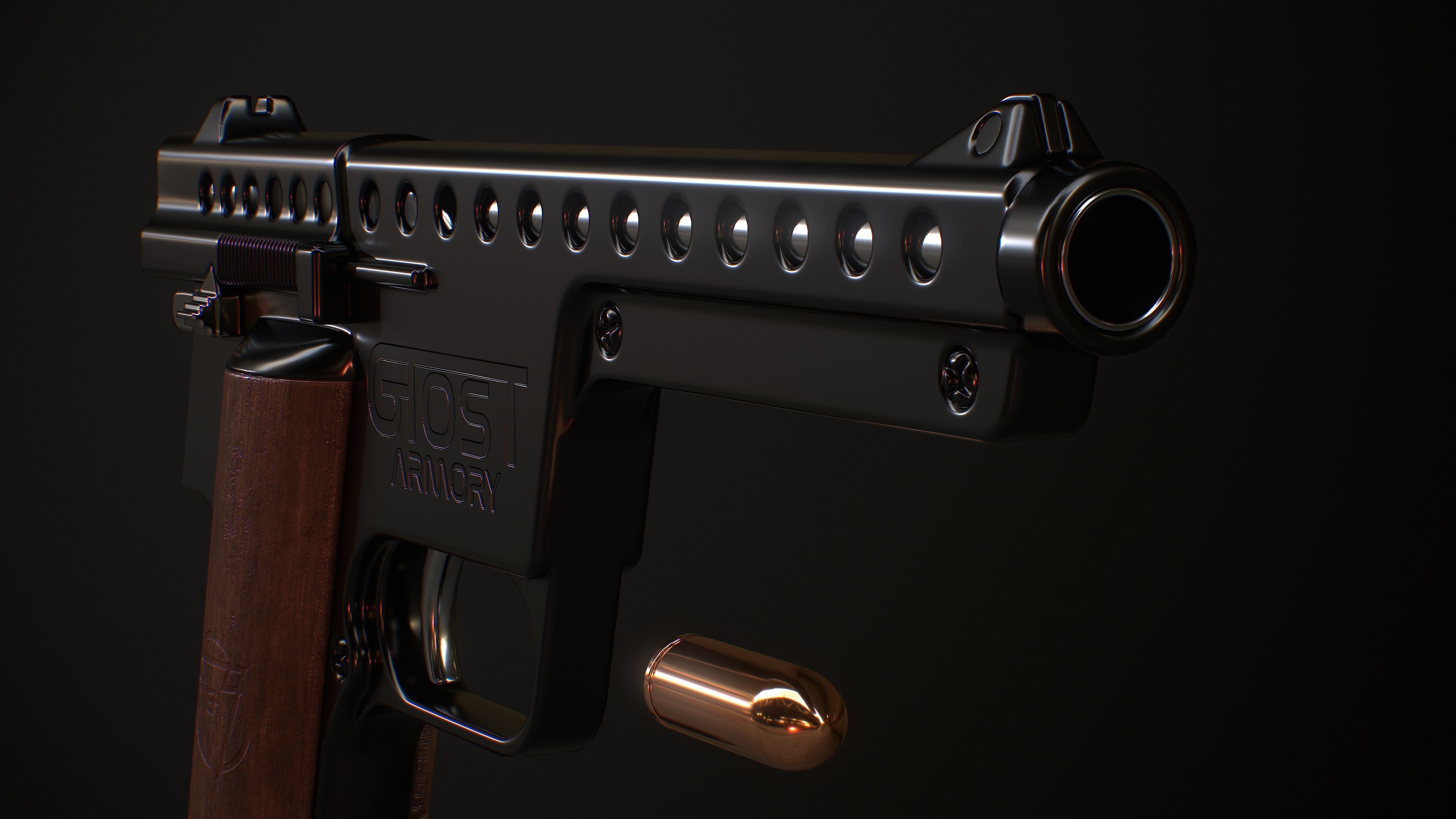 GyroJet Pistol Low-poly 3D model_5