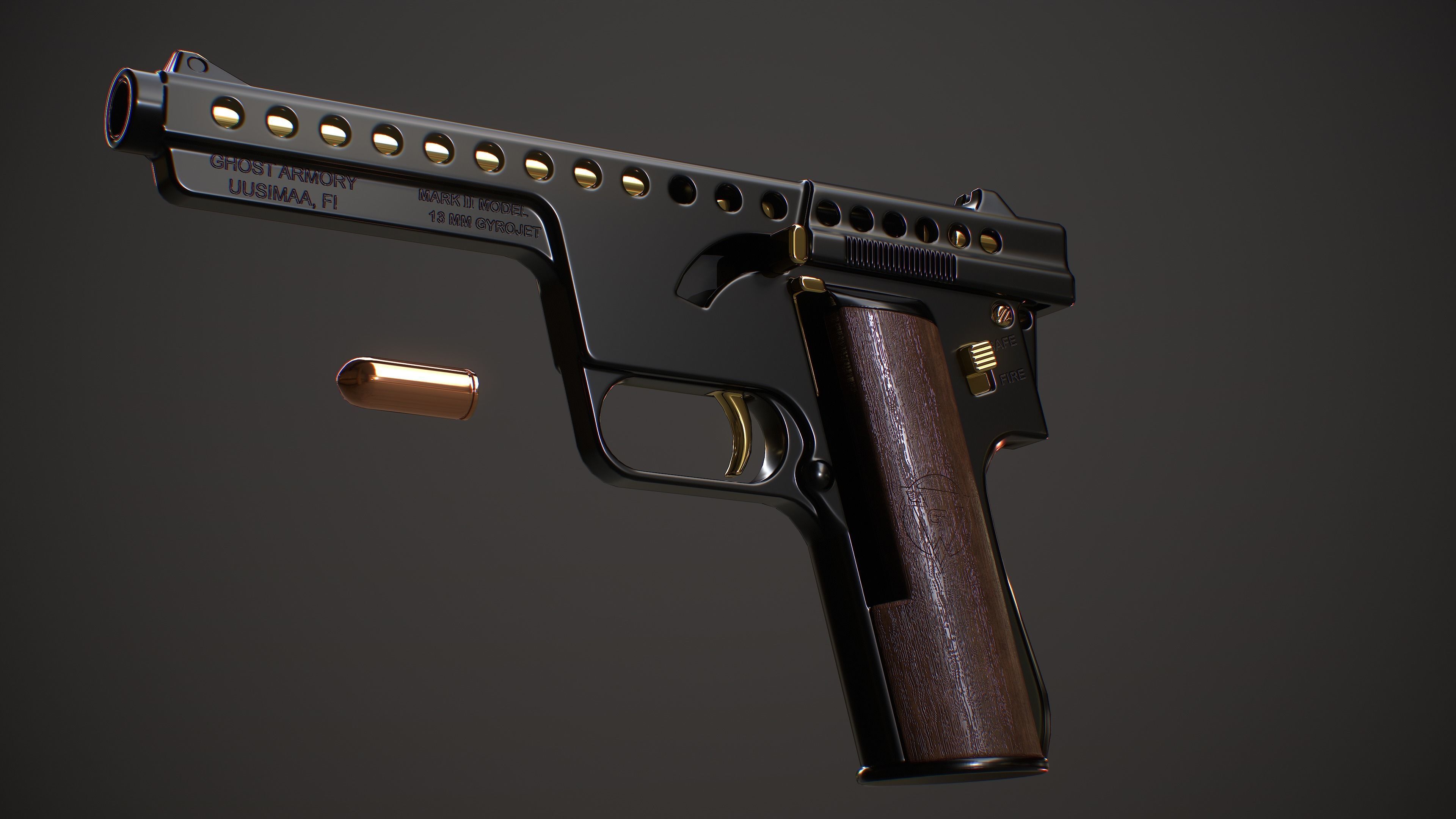 GyroJet Pistol Low-poly 3D model_11