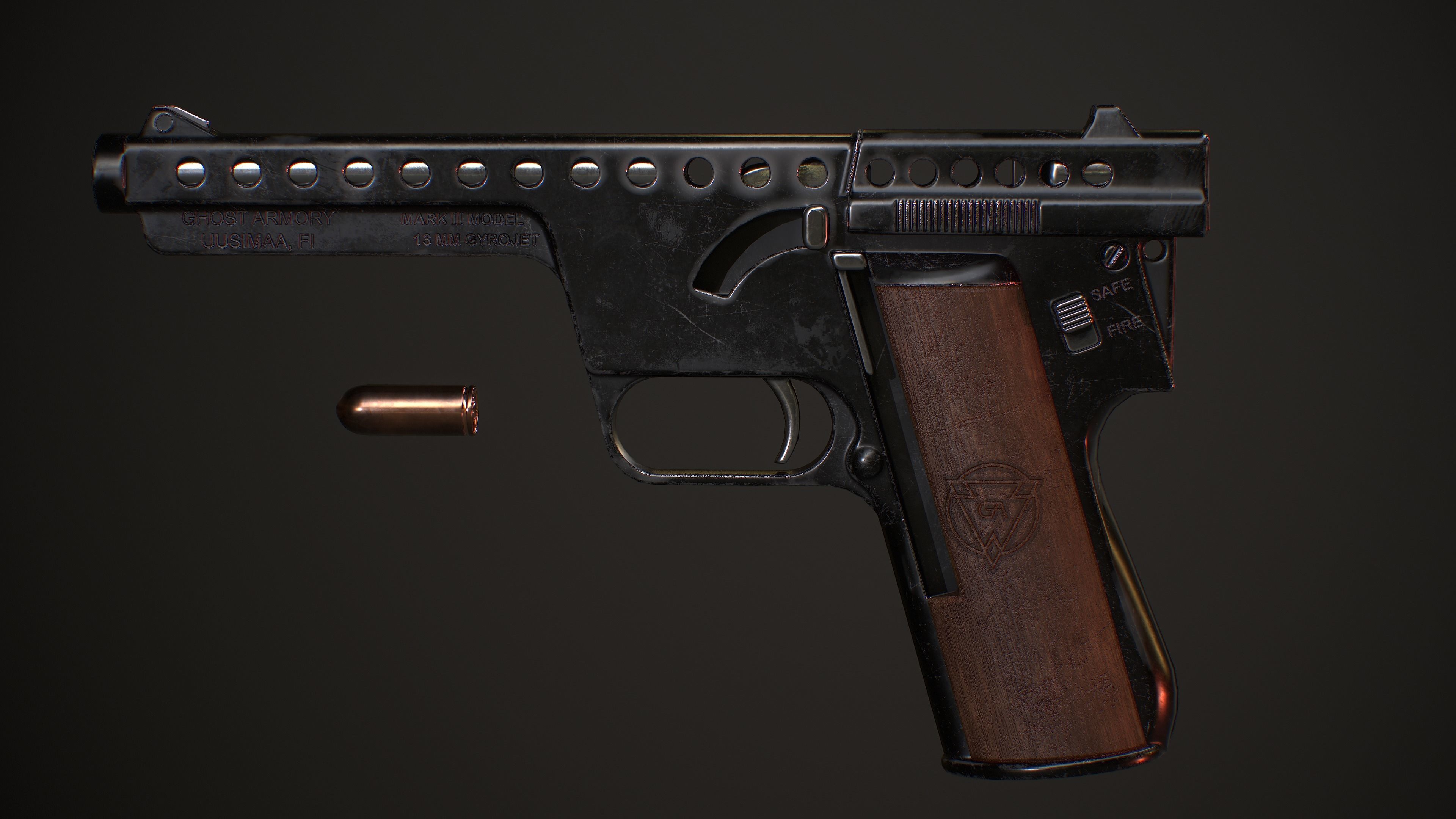 GyroJet Pistol Low-poly 3D model_7