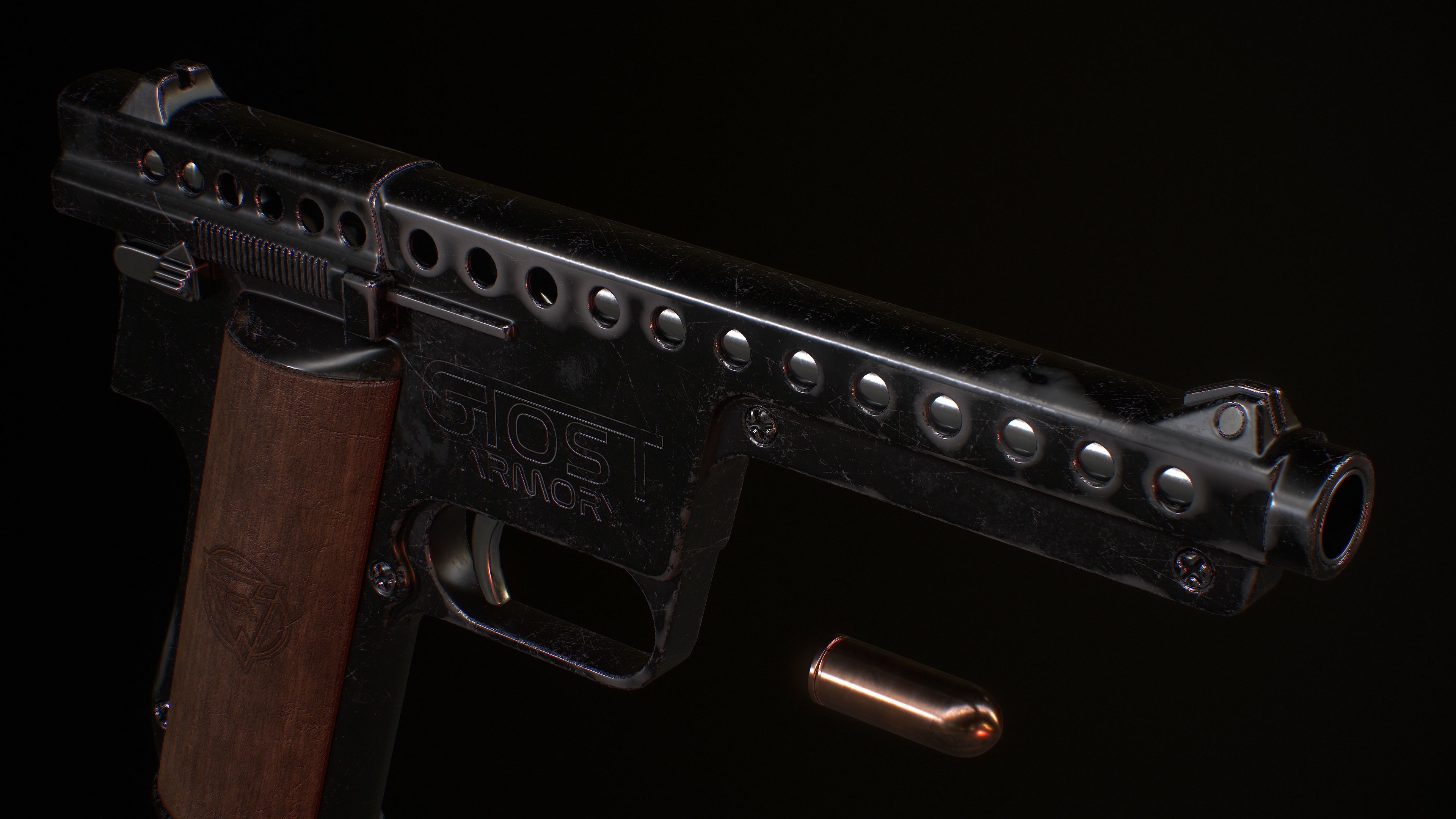 GyroJet Pistol Low-poly 3D model_9